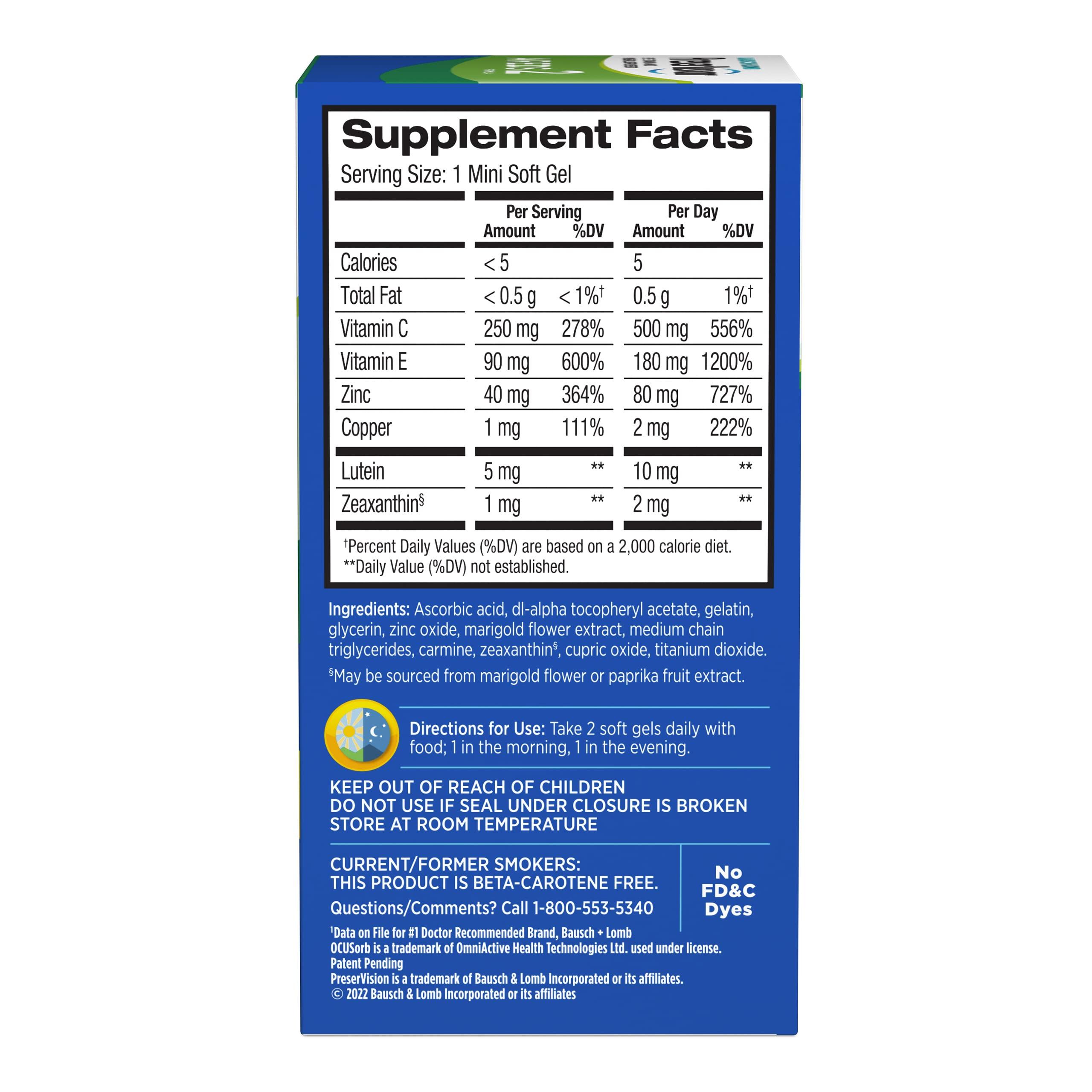 PreserVision AREDS 2 Eye Vitamins, Lutein and Zeaxanthin Supplement with Vitamin C, Vitamin E, Zinc, and Copper, 60 Softgels (Minigels) - Image 7