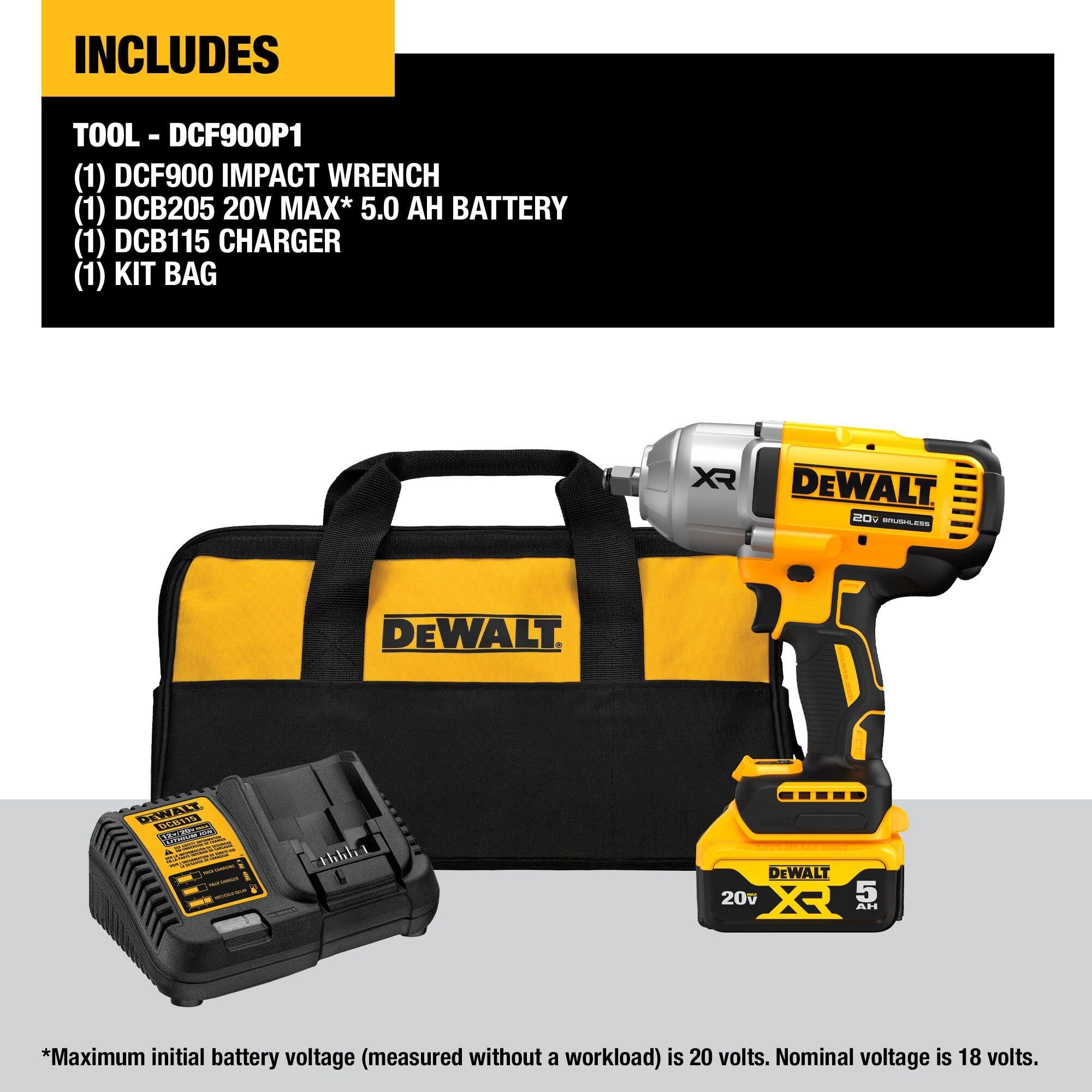 DEWALT 20V MAX Cordless Impact Wrench Kit, 20V MAX, 1/2" Hog Ring With 4-Mode Speed, Includes Battery, Charger and Kit Bag (DCF900P1) - Image 7