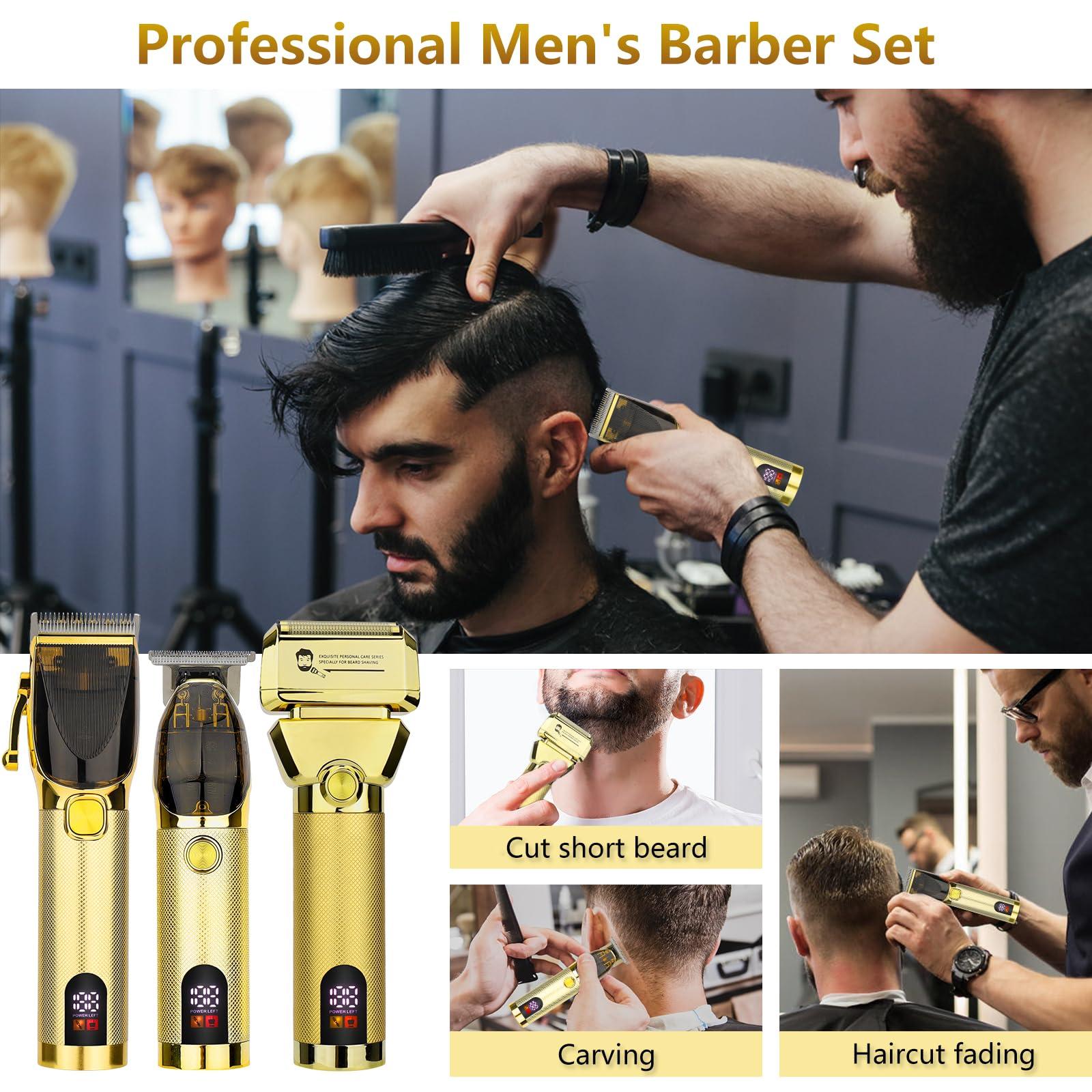 Hair Clippers for Men Professional, Barber Clippers and Trimmer Set, Hair Clipper& Hair Trimmer & Electric Foil Shavers Razor Kit, Hair Cutting kit, Cordless Mens Grooming Kit-Gold - Image 6