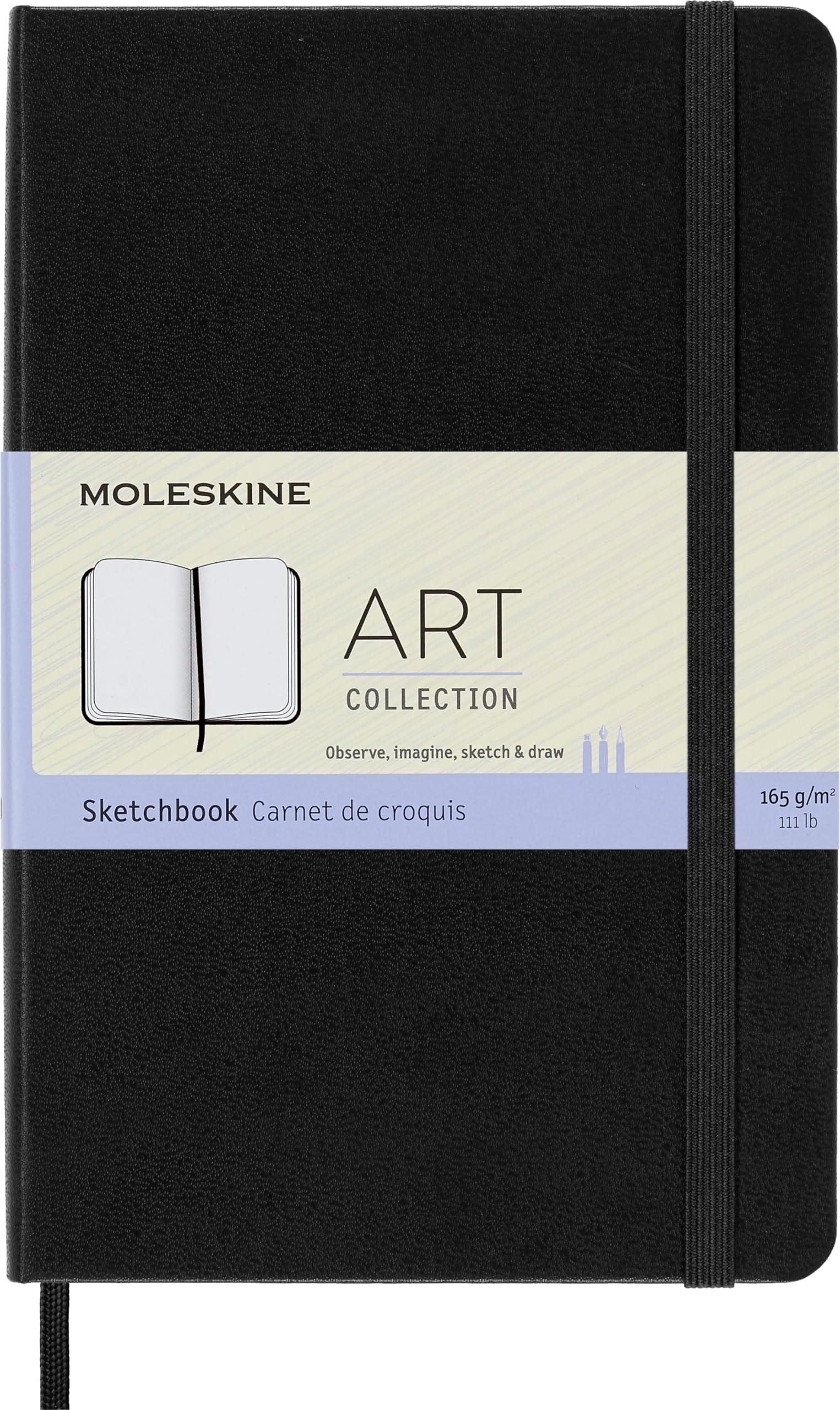 Moleskine Art Sketchbook, Hard Cover, Medium (4.5" x 7") Plain/Blank, Black, 88 Pages