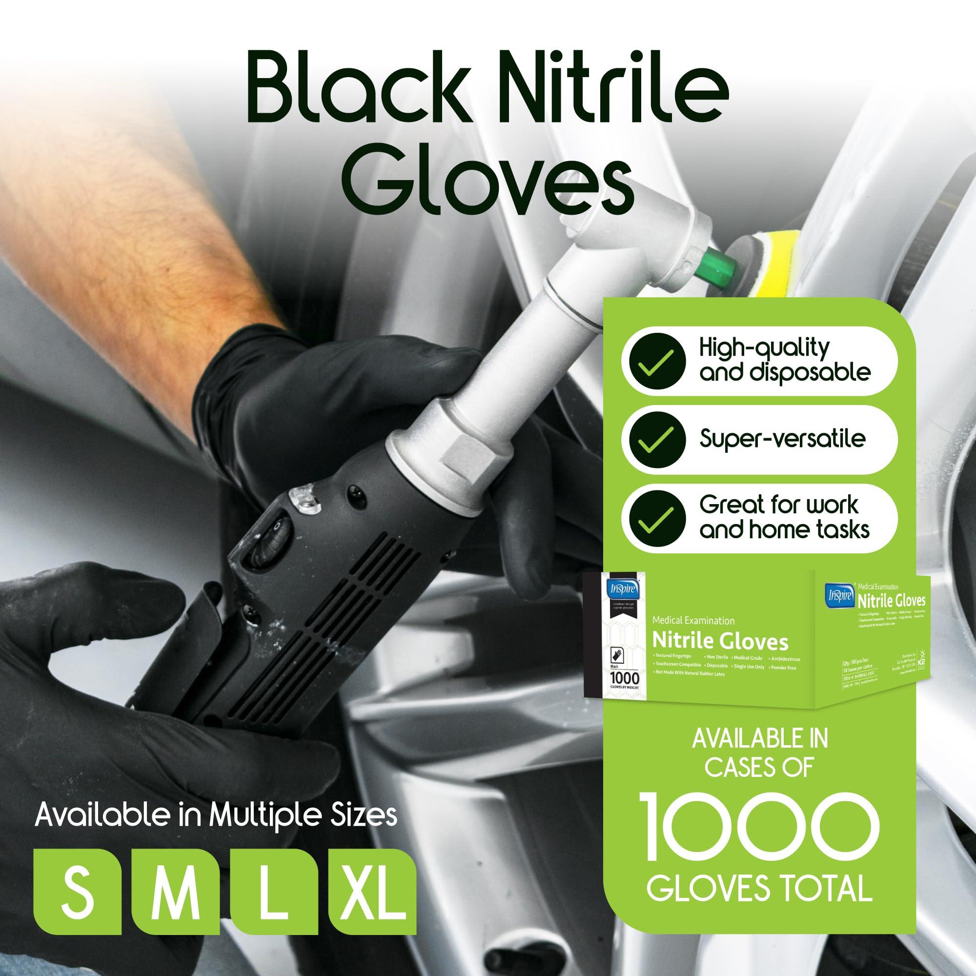 Inspire Black Nitrile Gloves | THE ORIGINAL Quality Black Gloves Disposable Latex Free | 4.5 Gloves Cooking Gloves - Image 2