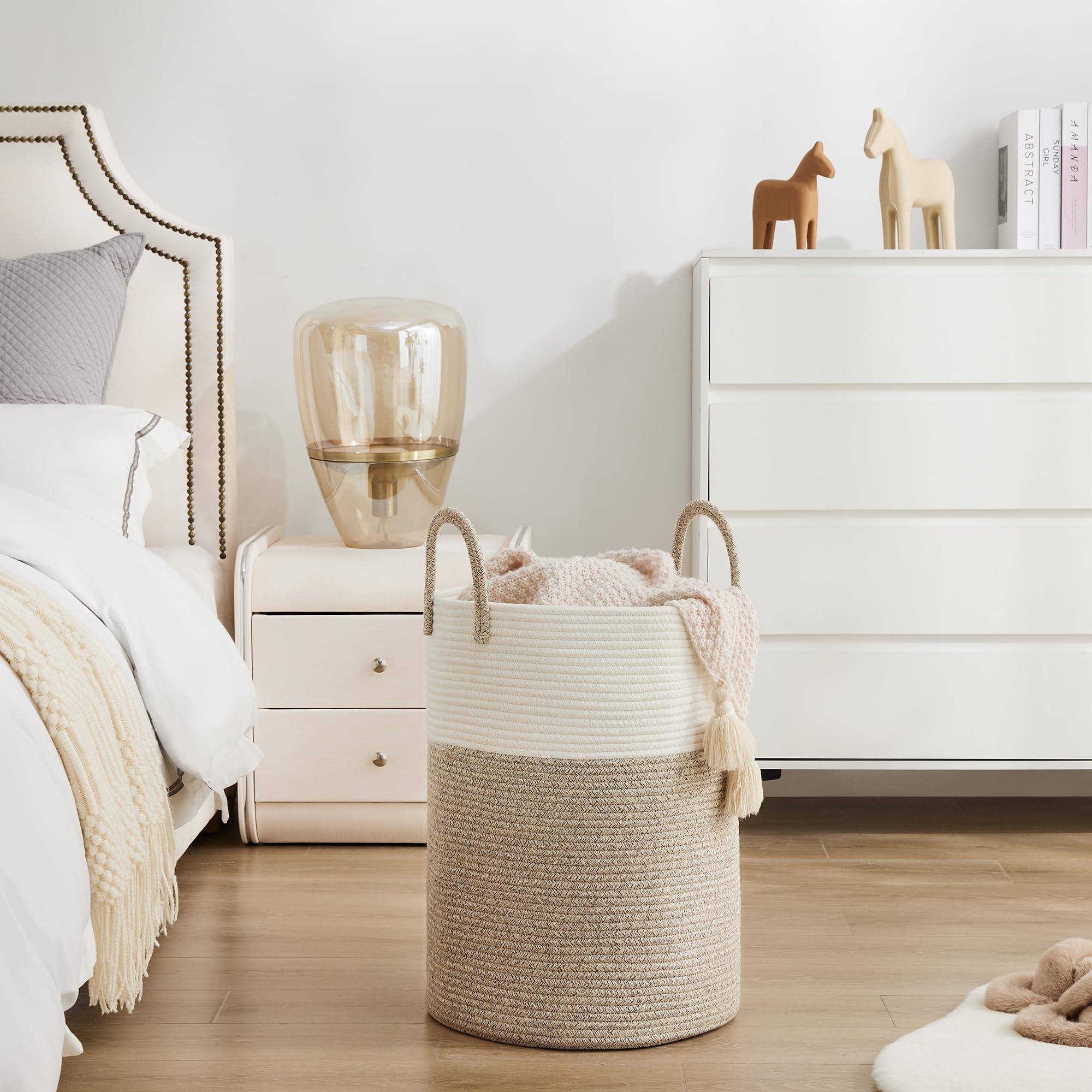 Cotton Rope Laundry Basket by YOUDENOVA, 58L Woven Collapsible Laundry Hamper, Clothes Hamper with Reinforced Handles in the Laundry Room, Bedroom, Bathroom, Brown - Image 9