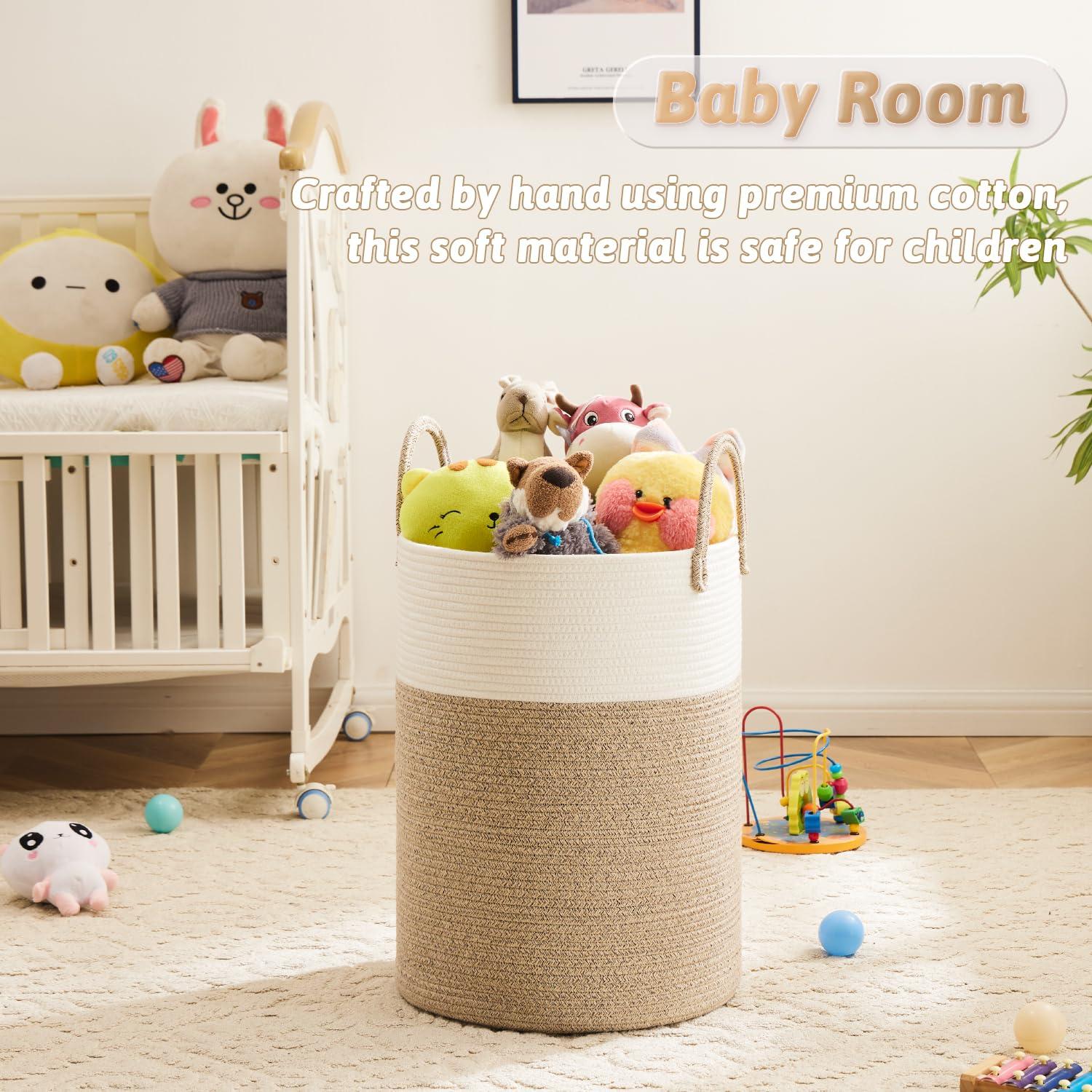 Artfeel Laundry Basket,Woven Cotton Rope Laundry Hamper,60L for Decor Storage of Dirty Clothes,Toys and Blankets in Bathroom,Baby Room and Living Room - Image 4