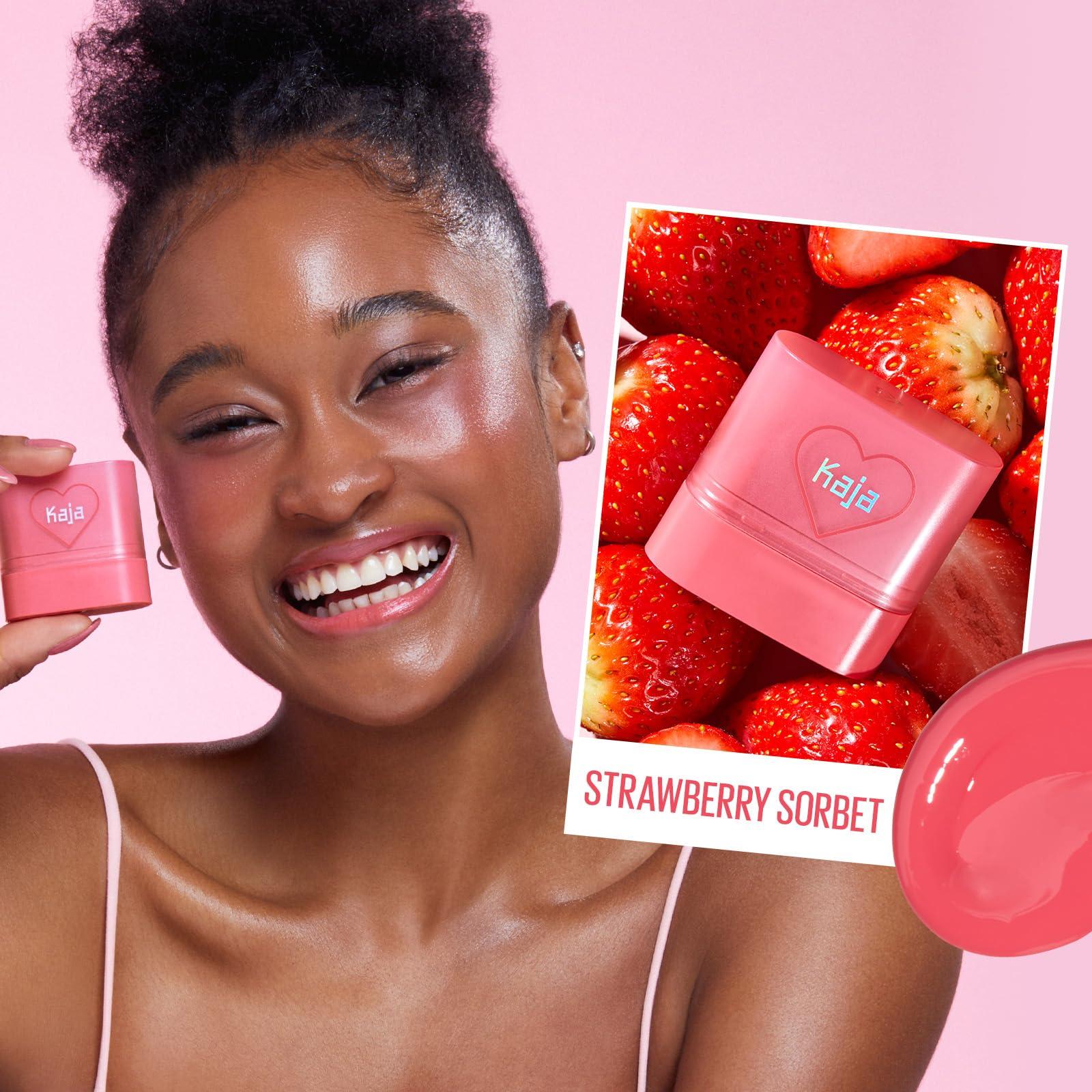 KAJA Cheek & Lip - Dewy Bar 02 Strawberry Sorbet | Creamy Blusher and Balm Multi-Stick, 45% Moisturizing Oil, Apple Extract, Vitamin-Hyaluronic Acid Infused, High Shine, Non-Sticky, Easy Blending, 10g - Image 2