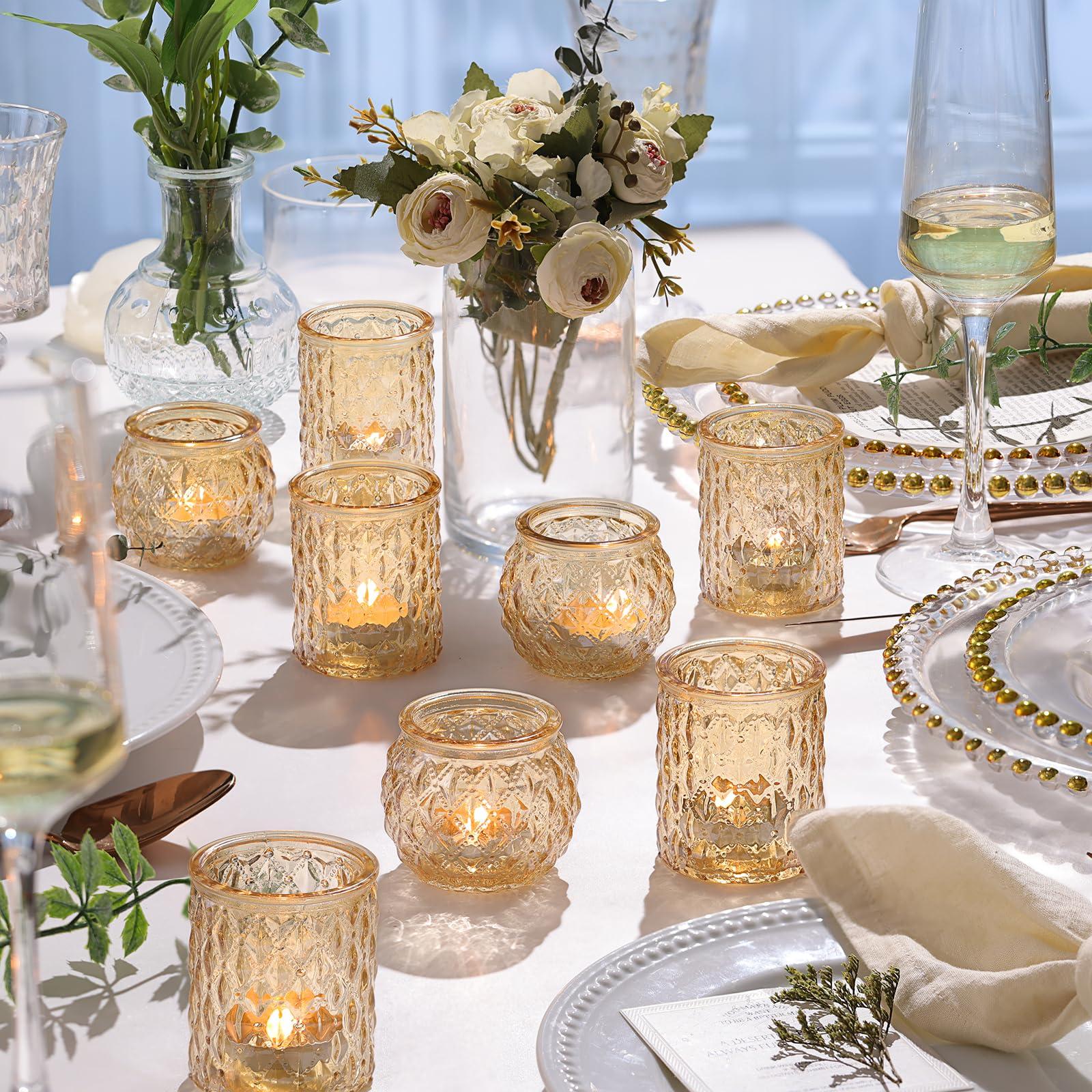 NITIME 36pcs Assorted Gold Votive Candle Holders, Tea Light Candle Holder Glass, Gold Candle Holders for Wedding, Table Centerpiece, Brithday and Holiday Decorations - Image 3
