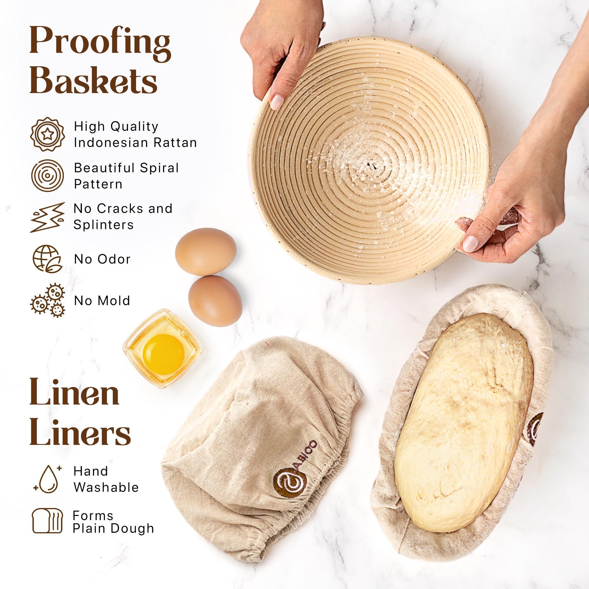 9" Round and 10" Oval Banneton Bread Proofing Baskets and Sourdough Bread Baking Supplies, A Complete Sourdough Kit with Bread Lame, Danish Whish, Bowl & Dough Scraper, 2 Bread Slings, and Baking Mat - Image 4