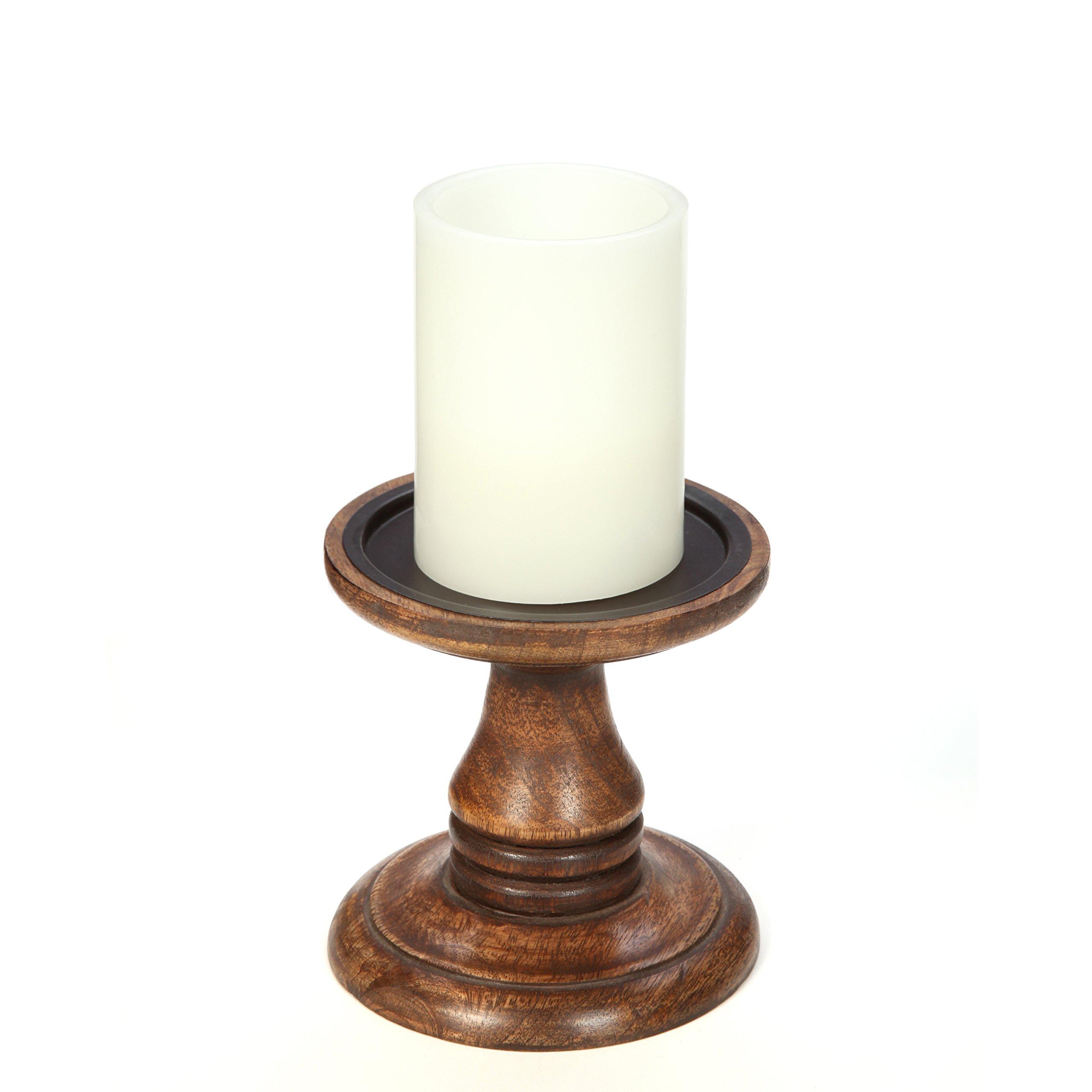 Hosley Set of 2 Brown Wood Pillar Candle Holders 5 Inch High Ideal Gift for Weddings Bridal Party Spa Reiki Meditation Votive LED Pillar Candle Gardens - Image 6