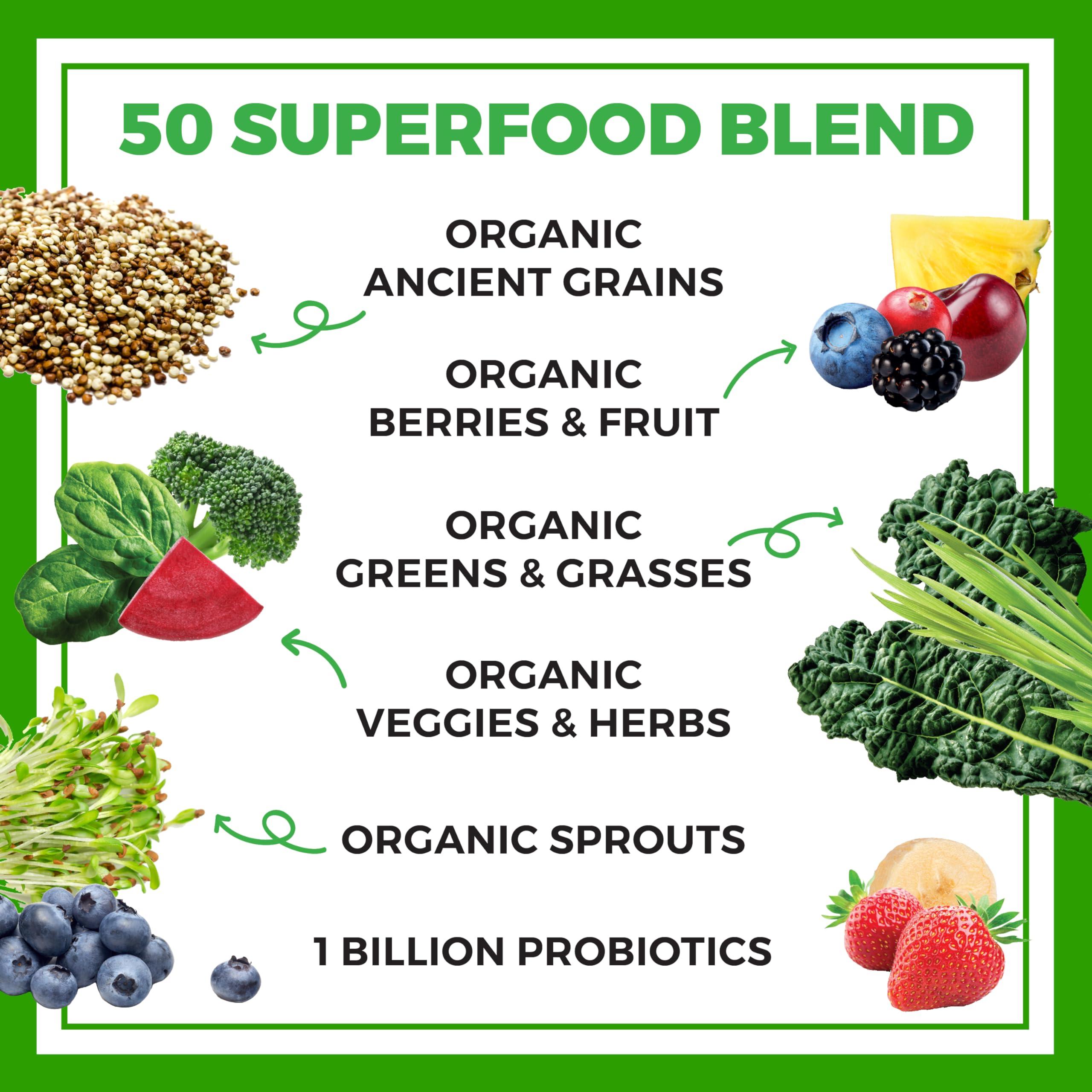 Orgain Organic Greens Powder + 50 Superfoods, Original - 1 Billion Probiotics for Digestive Health, Antioxidants, Vegan, Plant-Based, Gluten-Free, Non-GMO, Green Juice & Smoothie Drink Mix - 0.62lb - Image 4