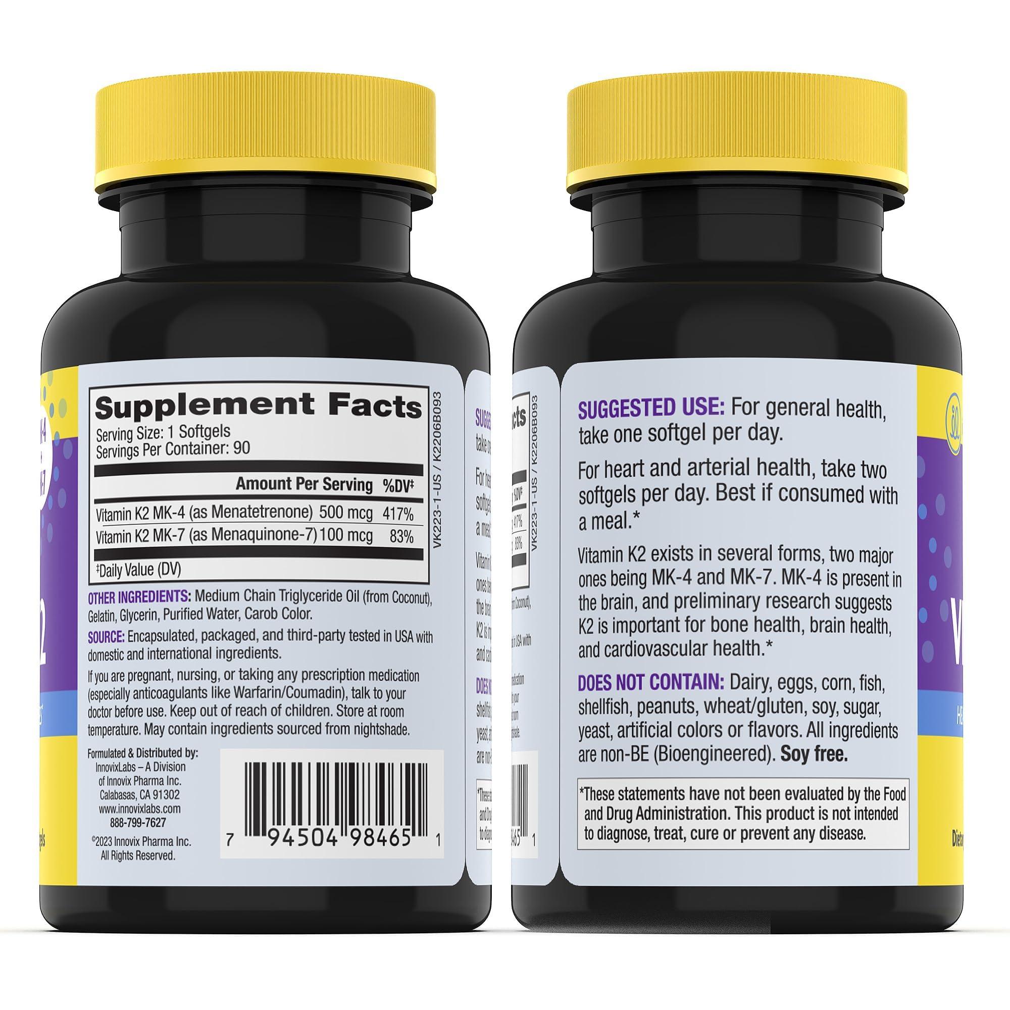 InnovixLabs Full Spectrum Vitamin K2-90 Softgels with 600 mcg of Trans Form MK7 and MK4 - Supports General Health and Bone Strength - Soy and Gluten Free K2 Vitamin Supplement - Image 9