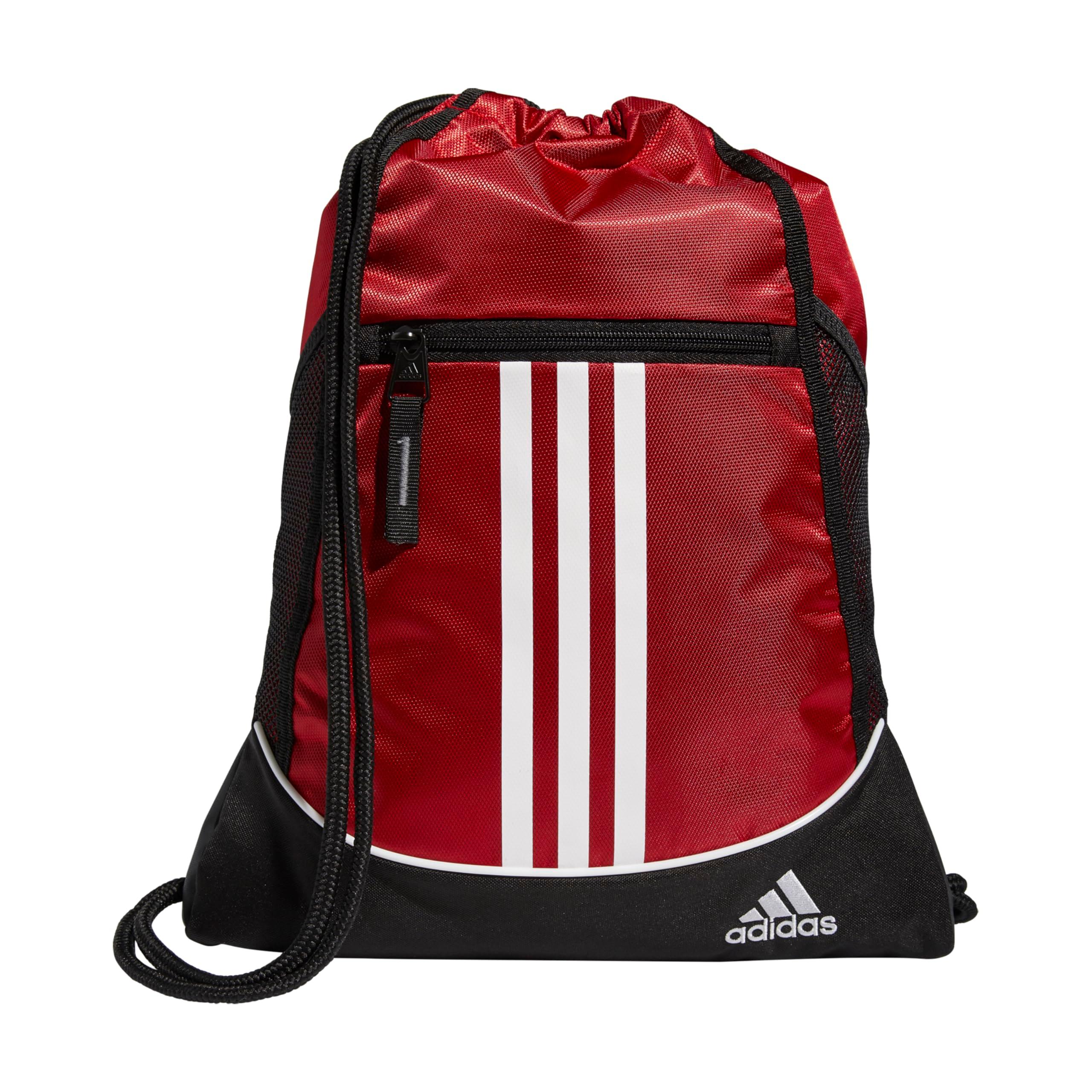 adidas Alliance Sackpack, Drawstring, Lightweight Small Gym Bag for Women, Soccer Backpack, Team Power Red, One Size