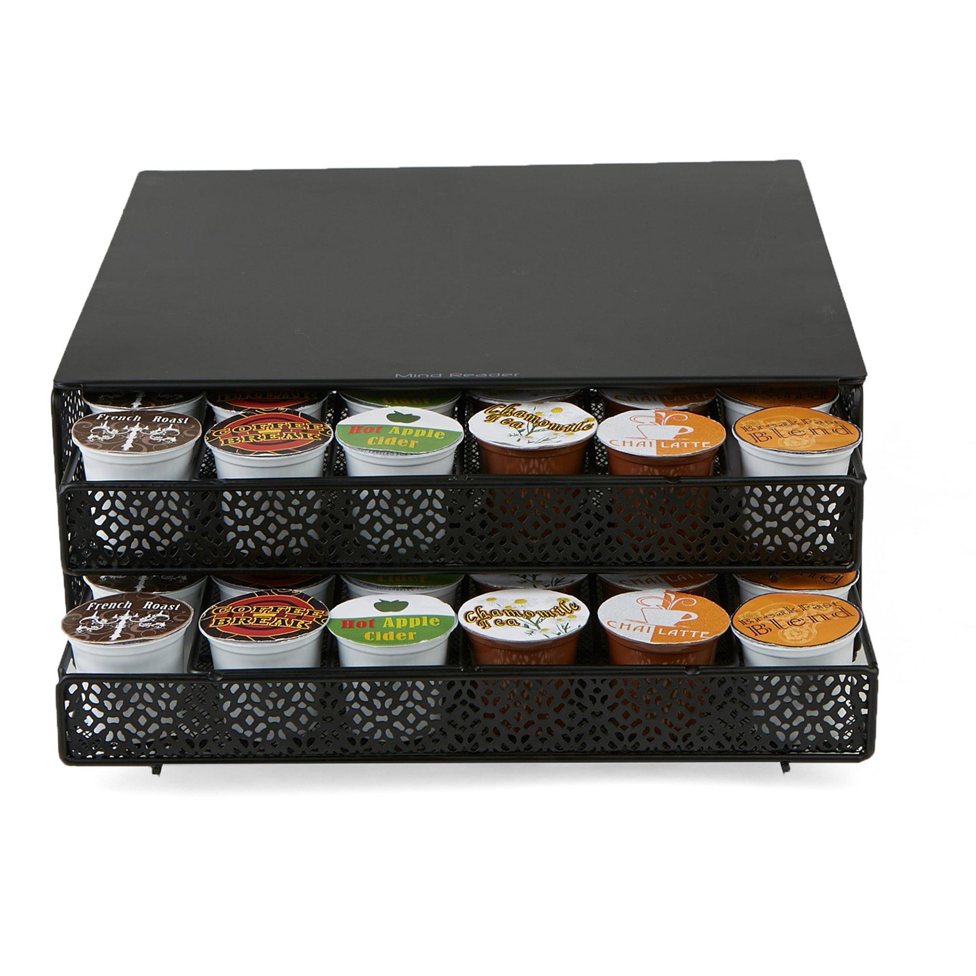 Mind Reader Single Serve Coffee Pod Organizer with 2 Drawers, 72 Pod Capacity, Metal Mesh, 13"L x 12.75"W x 5"H, Black - Image 8