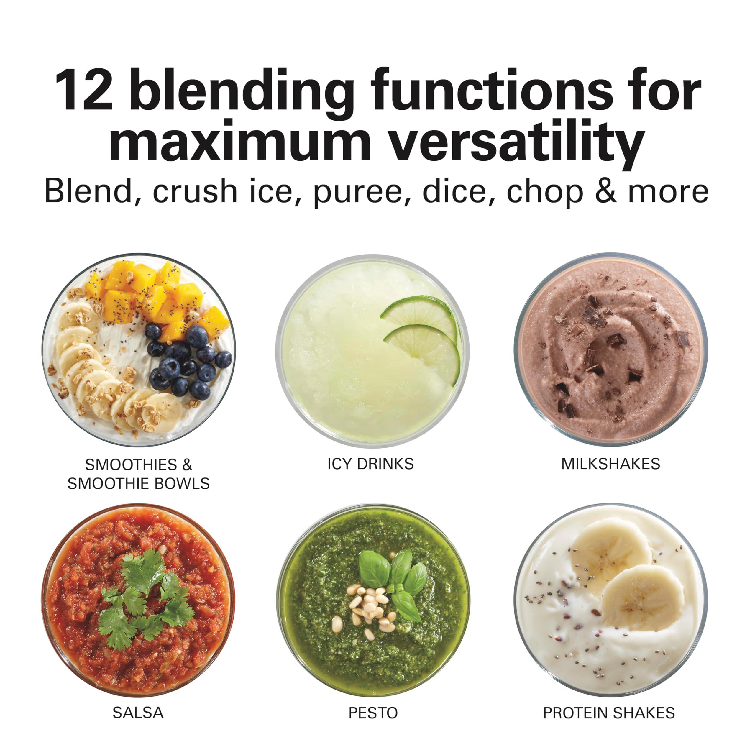 Hamilton Beach Power Elite Wave Action Blender For Smoothies, 40 Oz Glass Jar, 12 Functions Including Puree, Crush Ice, 700 Watts - Black (58148A) - Image 6