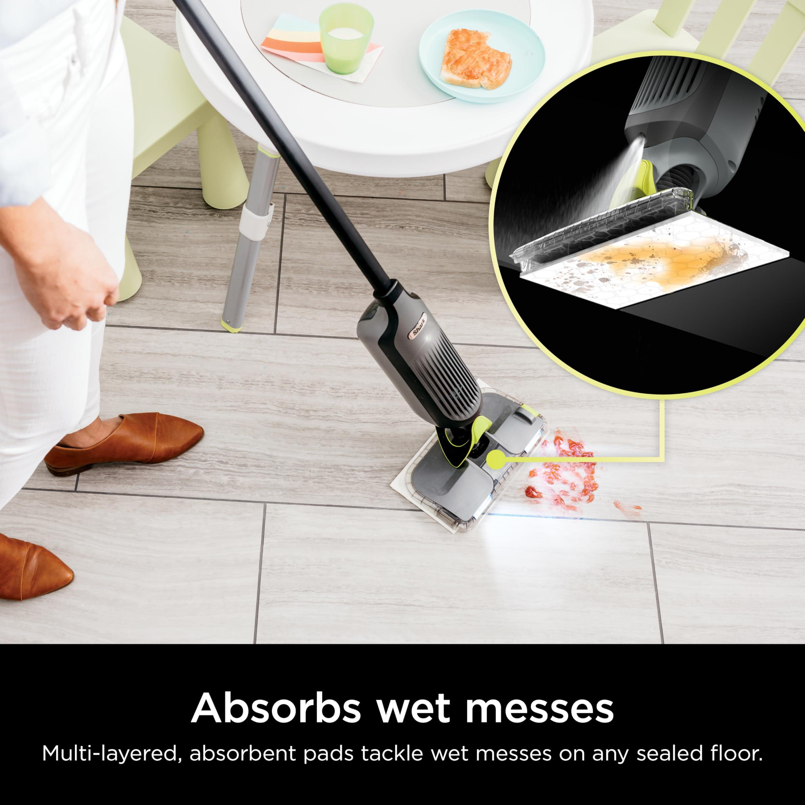 Shark VACMOP Pro Cordless Hard Floor Cleaner, Vacuum and Spray Mop, Powerful Suction, Lightweight, LED Headlights, Includes 4 Disposable Pads, 12oz Multi-surface Cleaning Solution, Gray, VM252 - Image 5