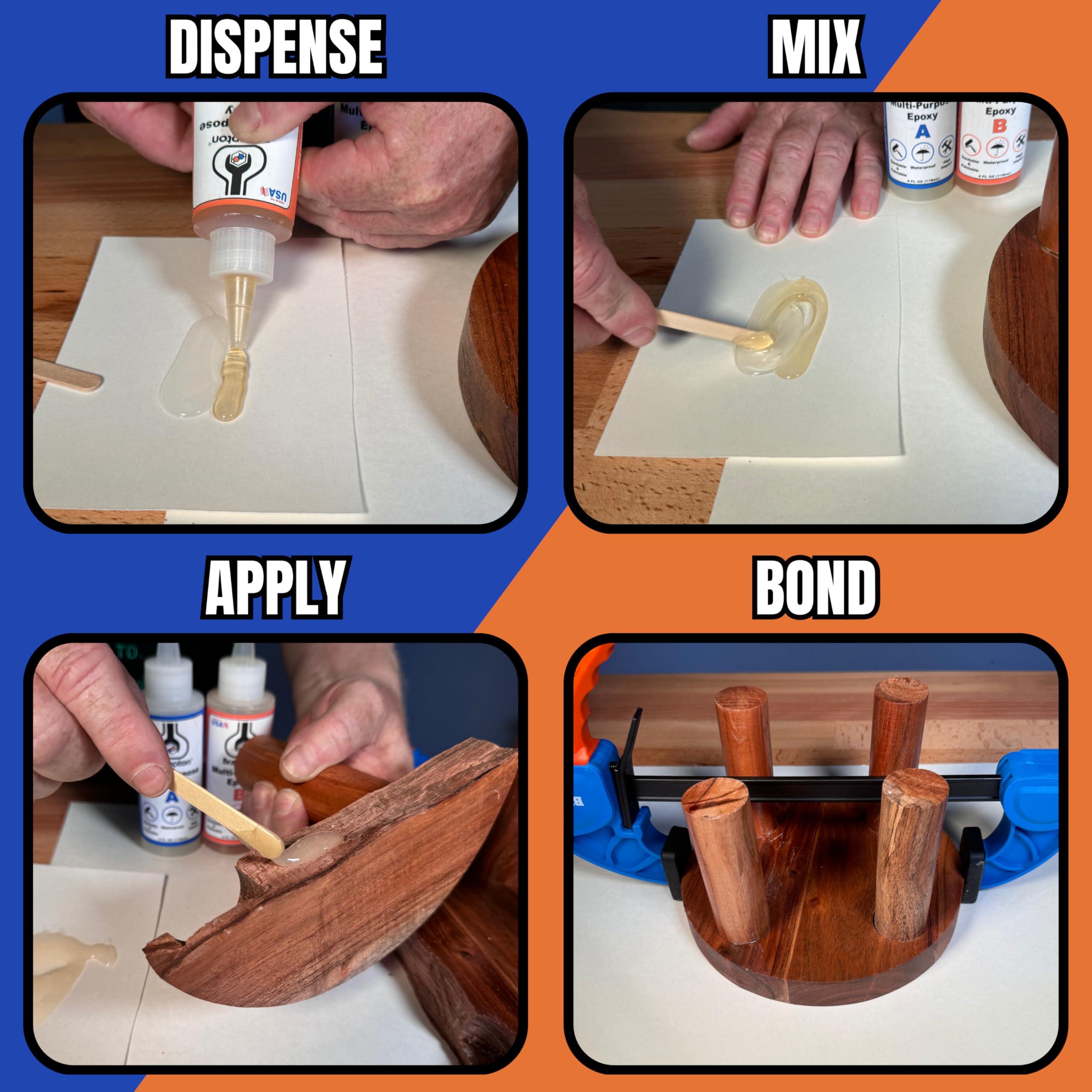 Brampton Multi-Purpose Epoxy, Quick 30-Minute Set, Waterproof 2-Part Epoxy Glue Kit for Tile, Metal, Ceramic, Glass, Wood, Stone, Strong Bonding, Sandable, Paintable Resin, Easy 1:1 Mix, 4 oz - Image 3