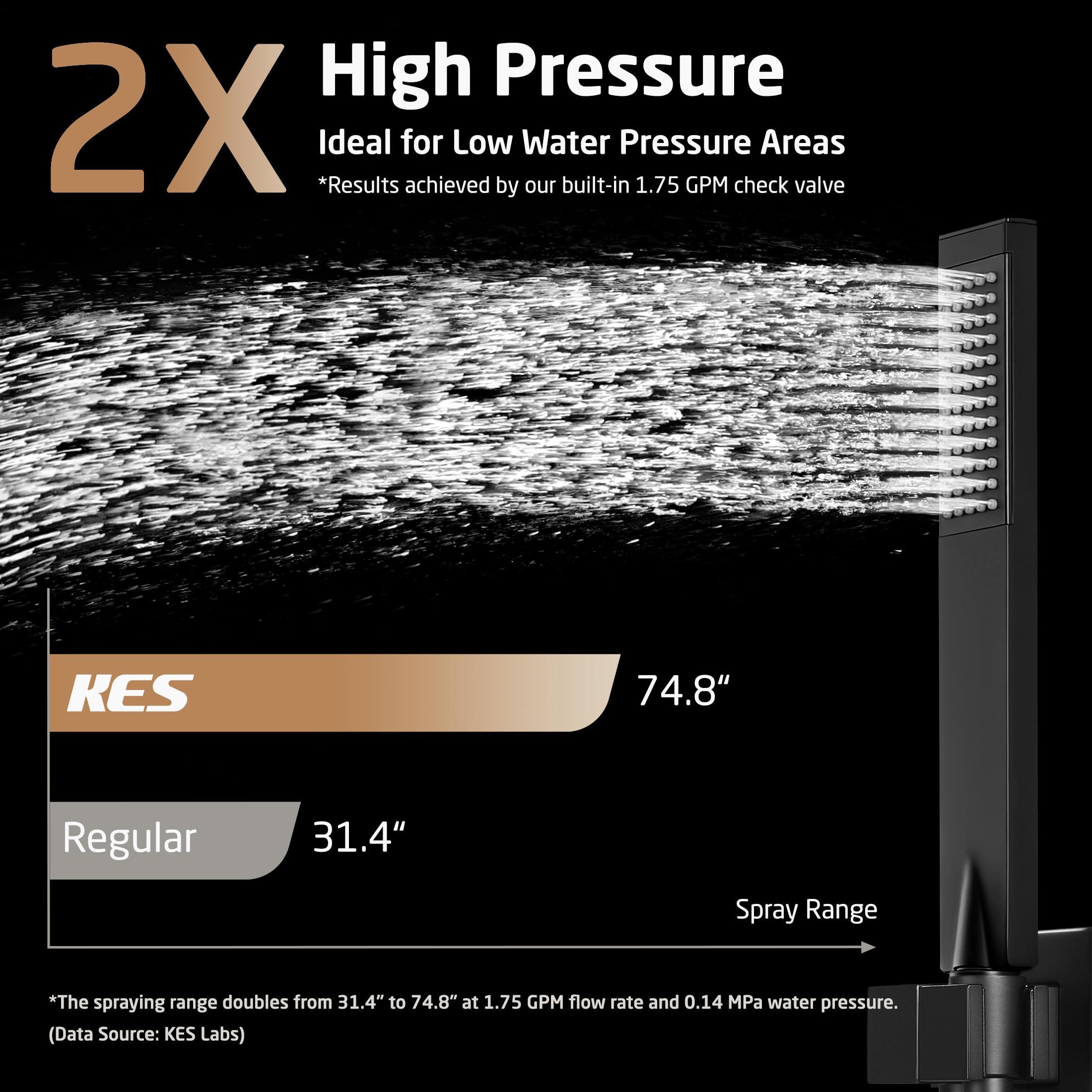 KES Shower System with Tub Spout, Matte Black Shower Faucet Set Complete 10 Inch Rain Shower Head with Handheld Spray and Waterfall Bathtub, cUPC Pressure Balance Shower Valve Trim Kit, XB6305F18-BK - Image 5