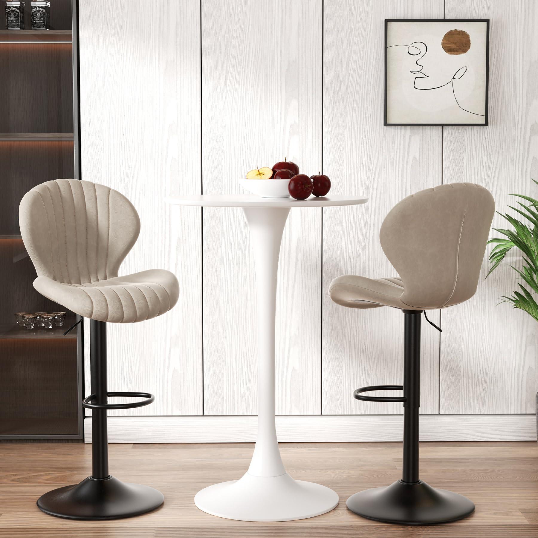 Nalupatio Bar Stools Set of 2 Modern Swivel Bar Chairs, Barstools Counter Height with High Backrest, Easy 3-5 Minute Assembly for Bar, Kitchen, Dining Room Beige - Image 7