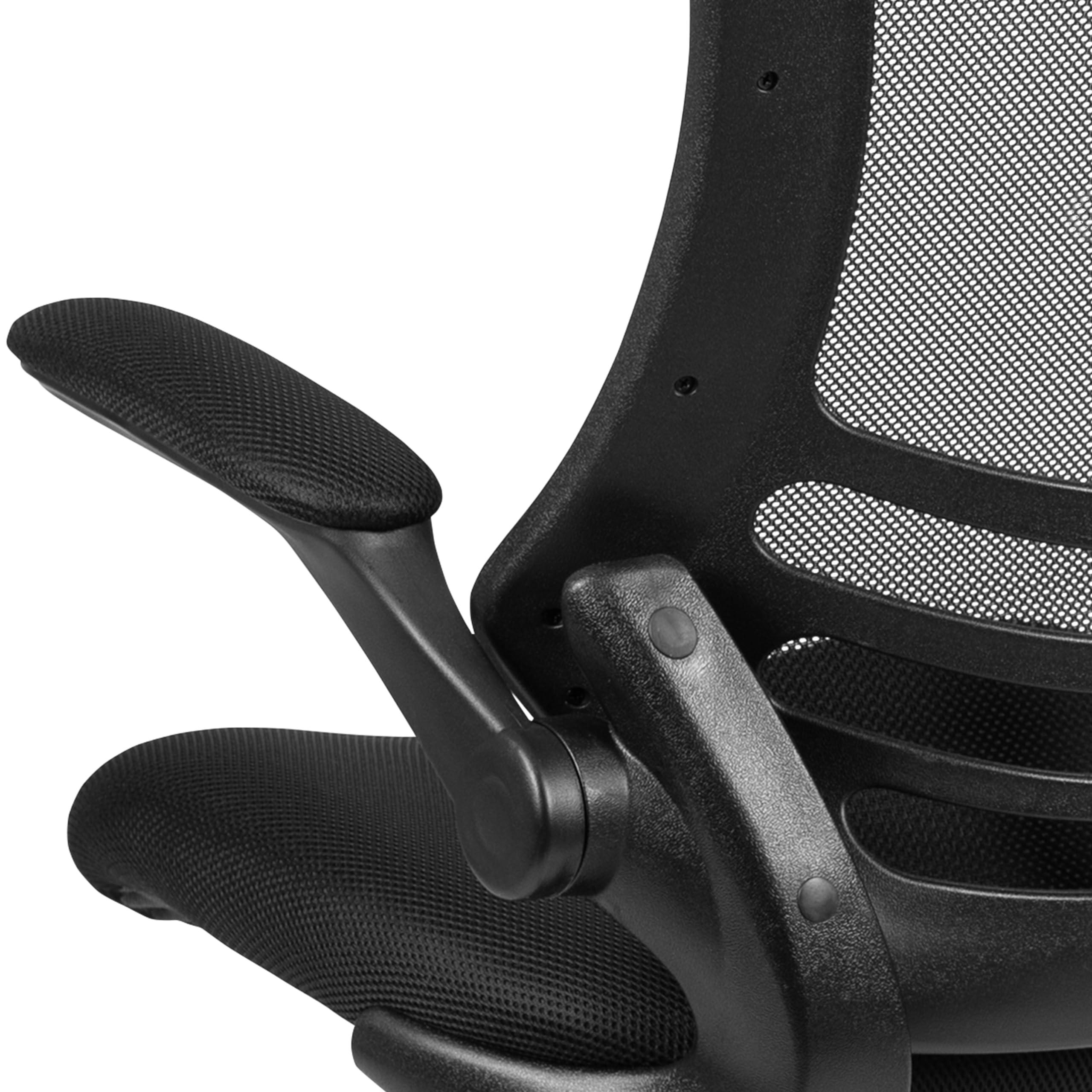 Flash Furniture Kelista Mid-Back Swivel Office Chair with Adjustable Seat Height, Ergonomic Mesh Desk Chair with Flip-Up Armrests, Black - Image 20