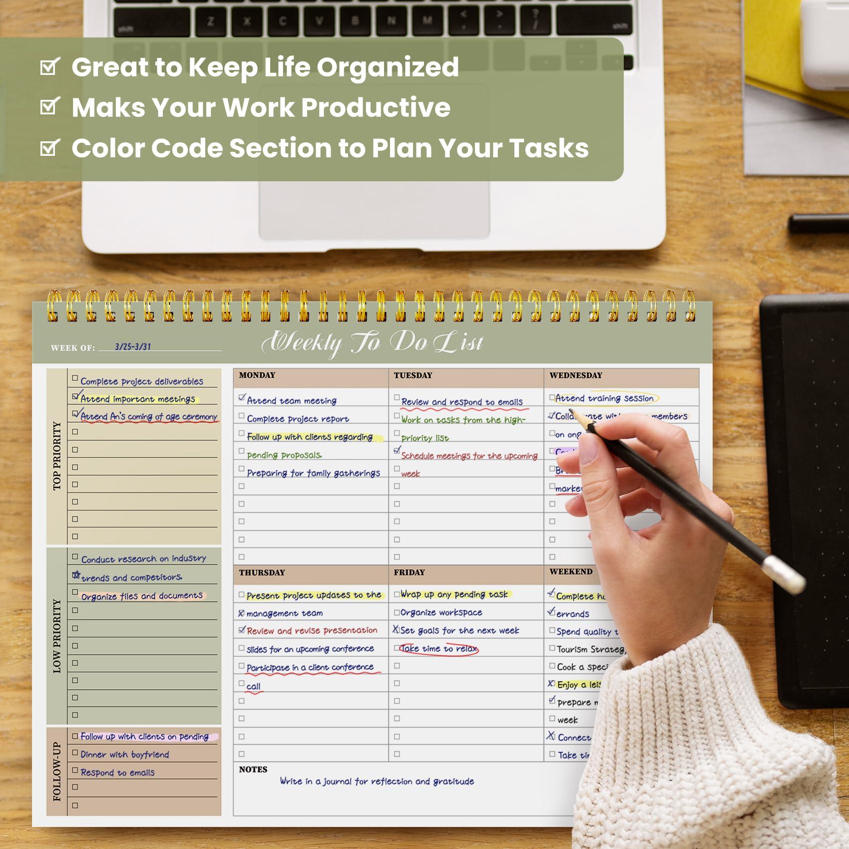 Weekly To Do List Notepad with 52 Undated Sheets（8.5"×11"）- Undated Weekly Planner Notepad for Office Desk Accessories and Supplies - Forest Shades - Image 7