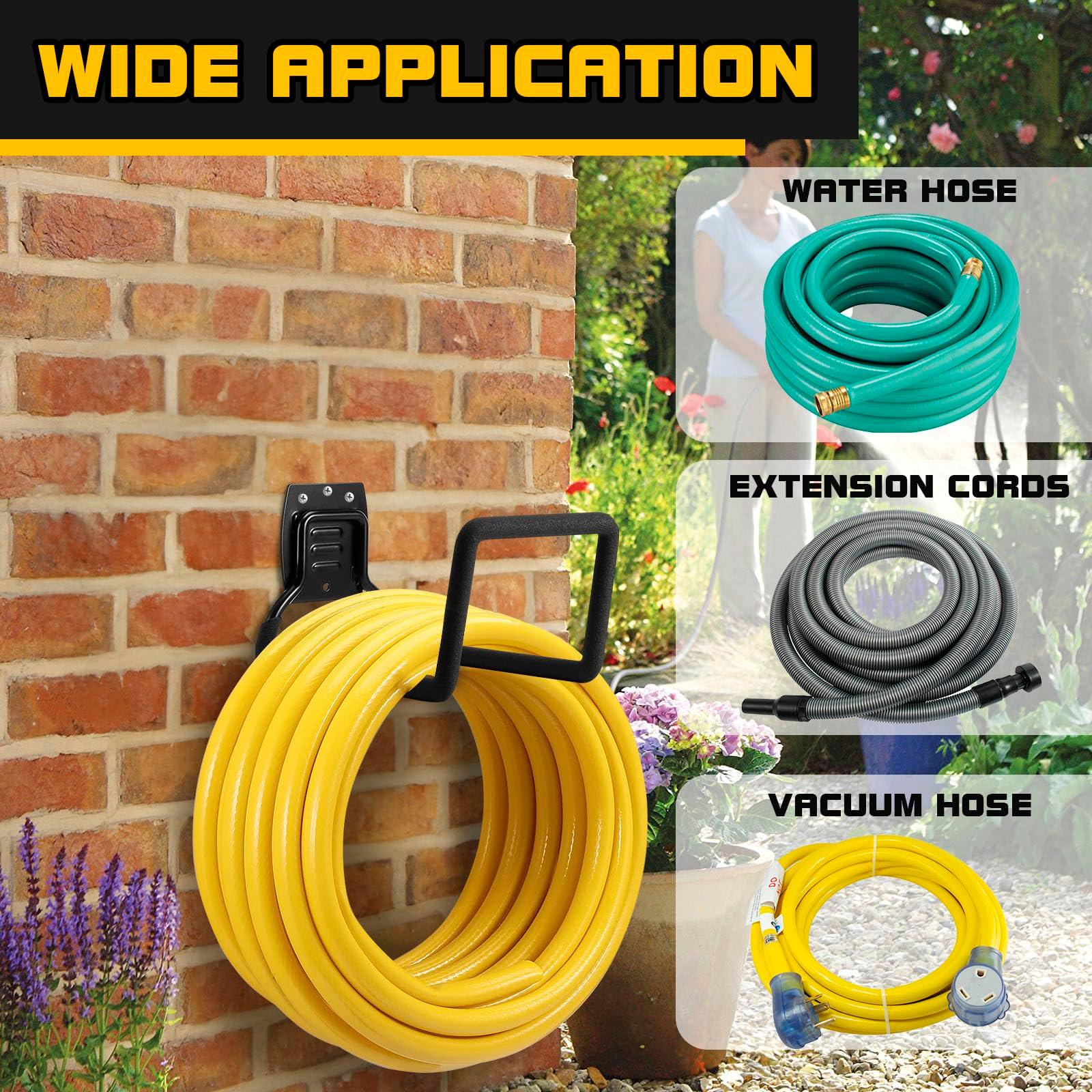 QMSK Garden Hose Holder, Metal Wall Mounted Water Hose Reel for Outside, Durable Hook Stand for Garden Hose Storage, Water Hose, Extension Cords, Flexable Hose Use(1Pack) - Image 6