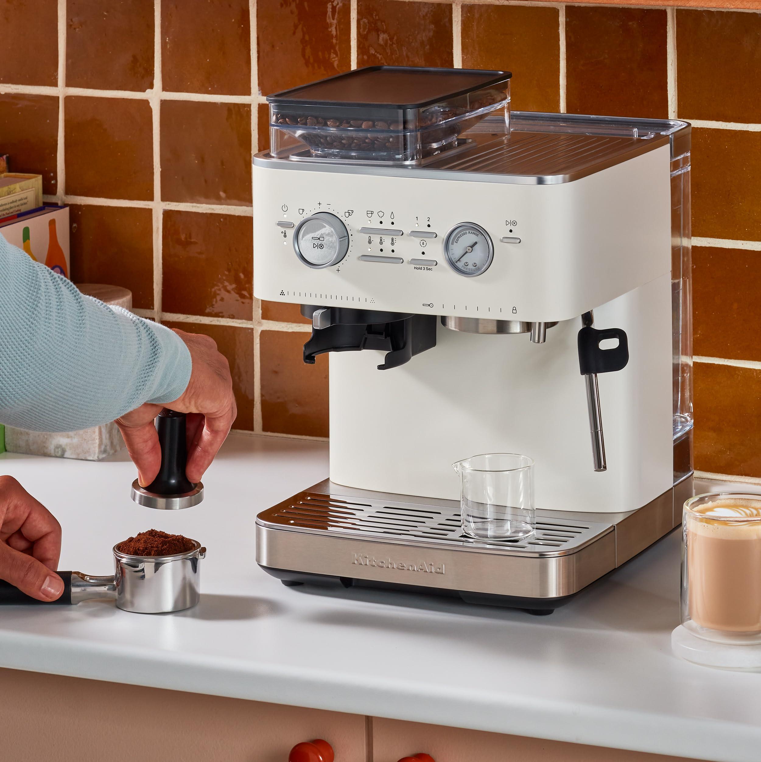 KitchenAid Semi Automatic Espresso Machine with Burr Grinder, KES6551, Porcelain White - Image 2