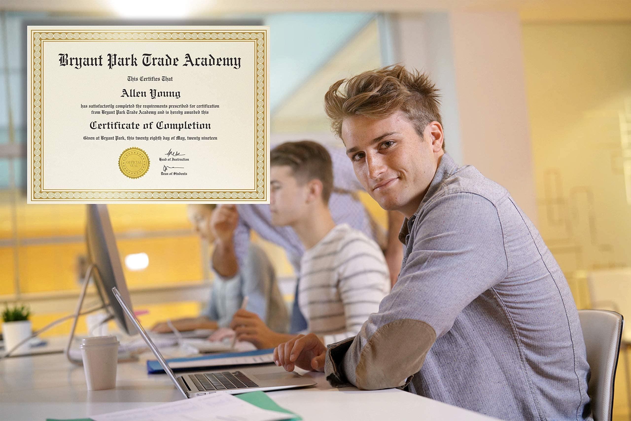 Better Office Products 100 Sheet Award Certificate Paper, Gold Foil Metallic Border, Ivory Letter Size Blank Paper, Diploma Certificates, Laser and Inkjet Printer Friendly, 8.5 x 11 Inches - Image 2