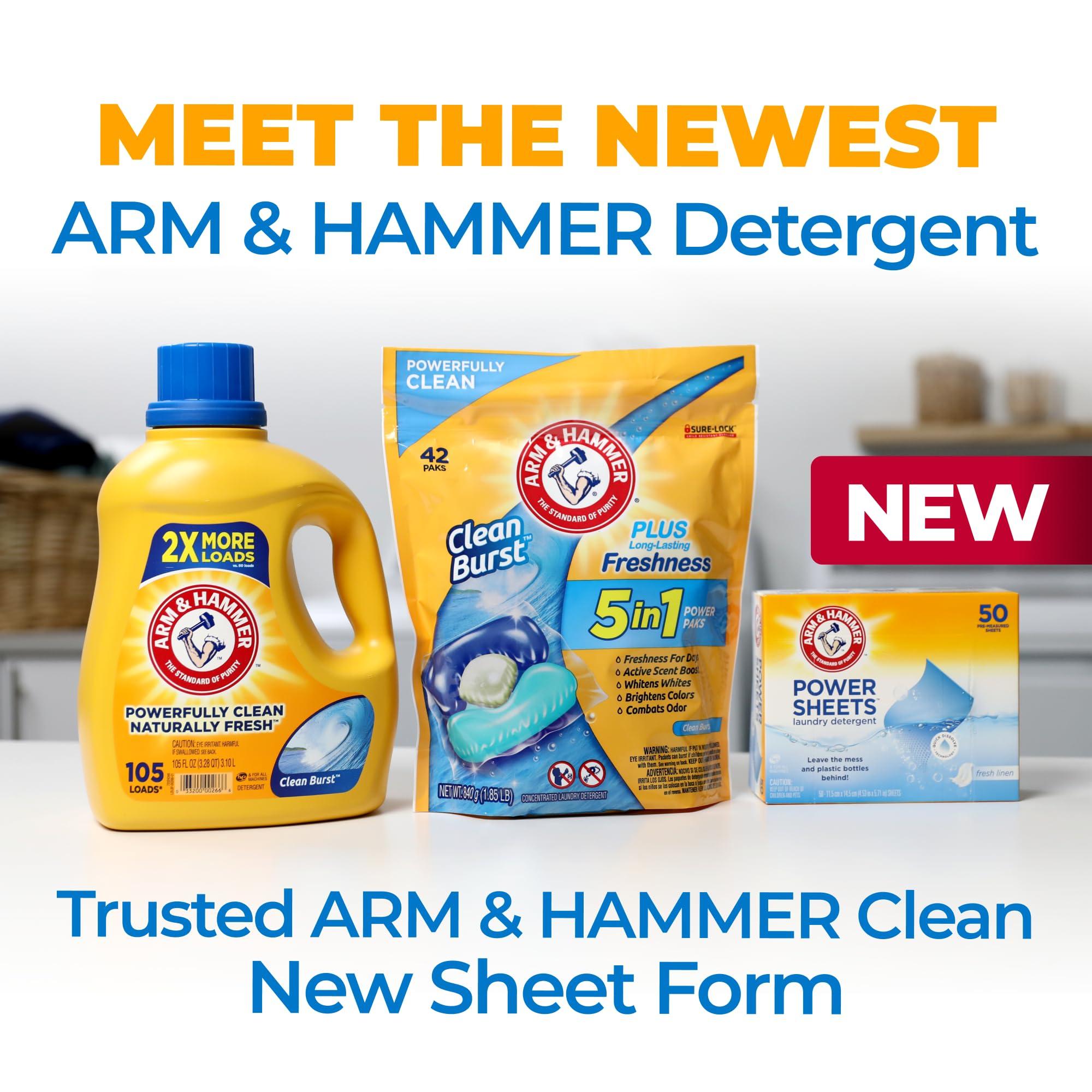 Arm & Hammer Power Sheets Laundry Detergent, Fresh Linen 50ct, up to 100 Small Loads (Packaging may vary) - Image 10