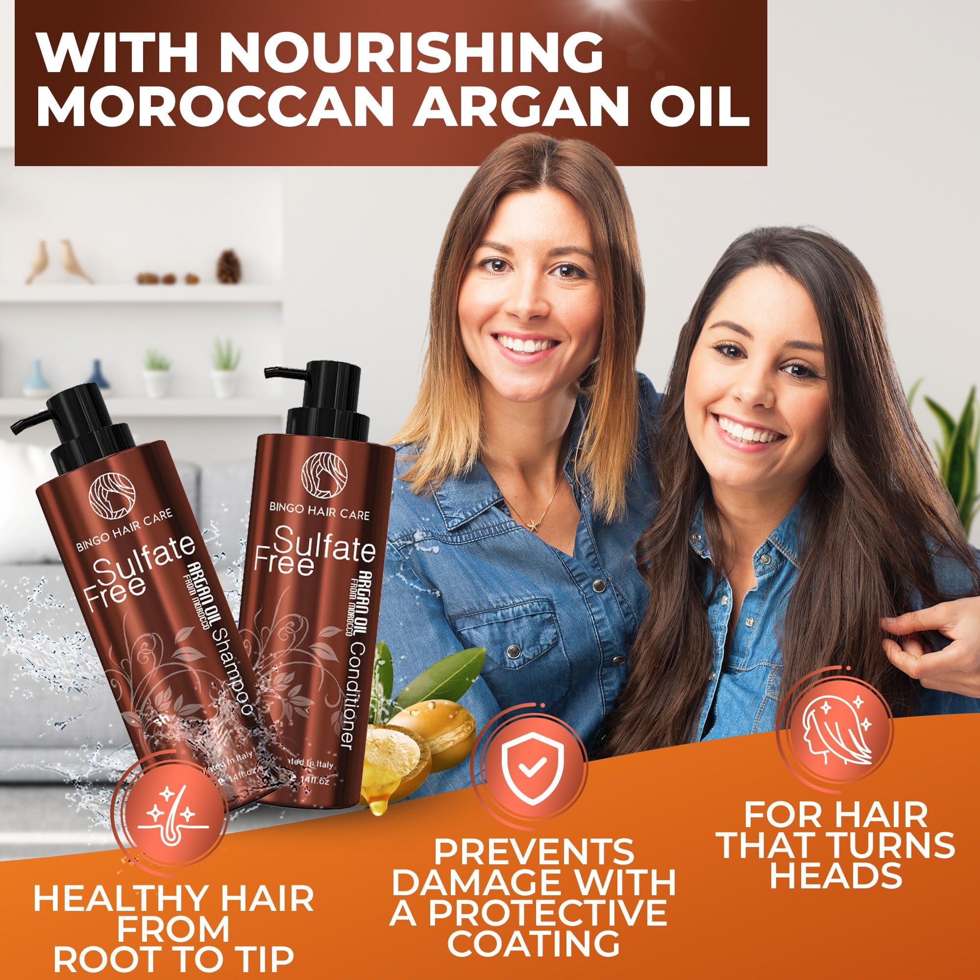 Moroccan Argan Oil Shampoo and Conditioner Set - Sulfate Free, Anti Frizz Hydrating Care for Women - Deep Moisturizing Treatment for Color, Keratin Treated, Curly, Damaged and Dry Hair - Image 2