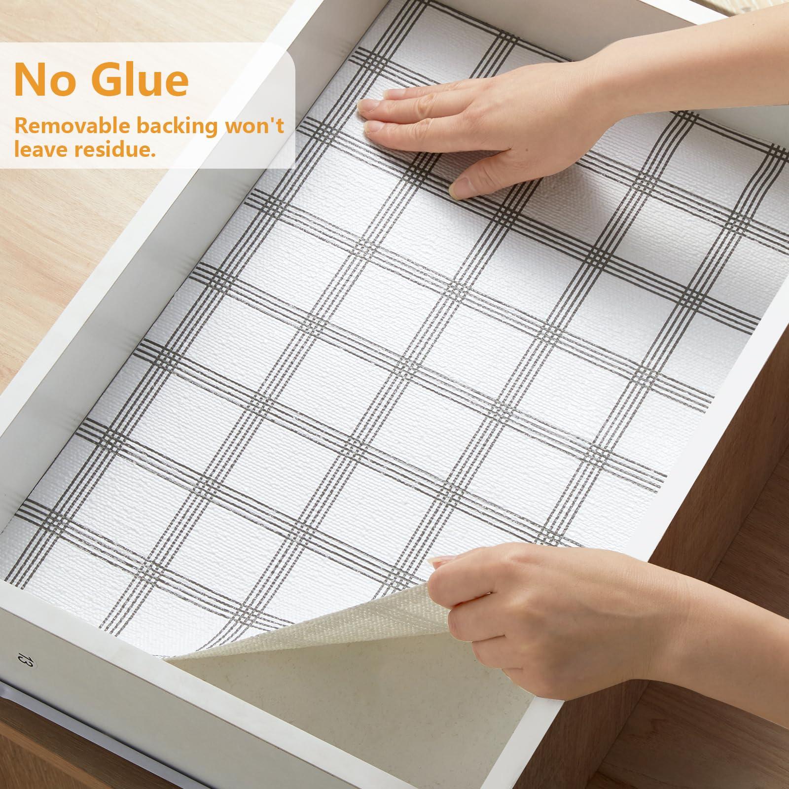 Viseeko Shelf and Drawer Liner for Kitchen Cabinet, Non-Adhesive Cabinet Liners for Shelves, Strong Grip Shelf Paper Non-Slip Waterproof Easy to Cut for Dresser Cupboard, Grey Stripe, 12 in x 30 ft - Image 7