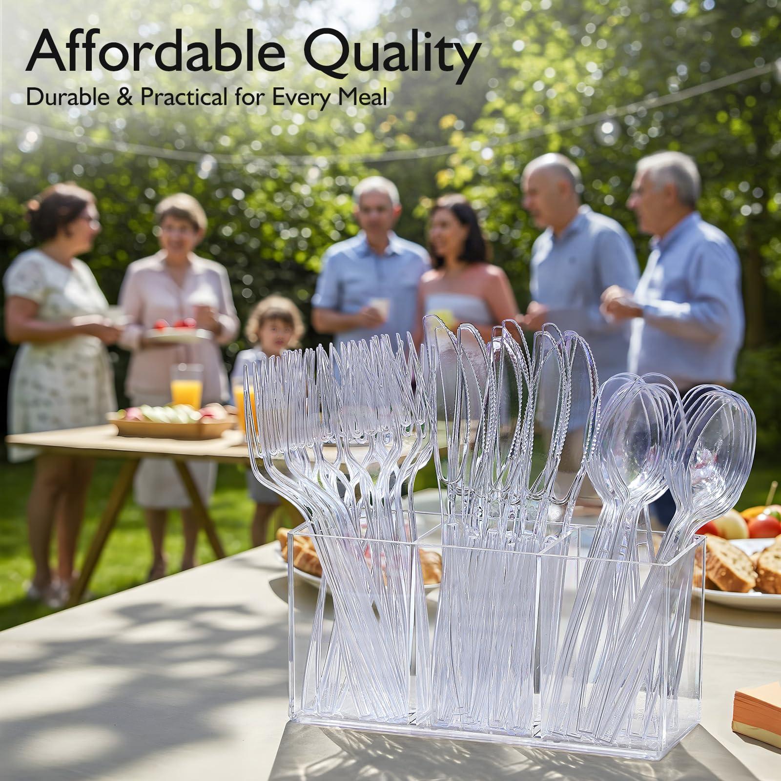 [100 Count] Clear Plastic Spoons Heavy Duty, Premium Disposable Spoons, Durable Plastic Cutlery for for Parties, Picnics, Big Event, Daily Use - Heat Resistant & BPA Free - Clear - Image 6