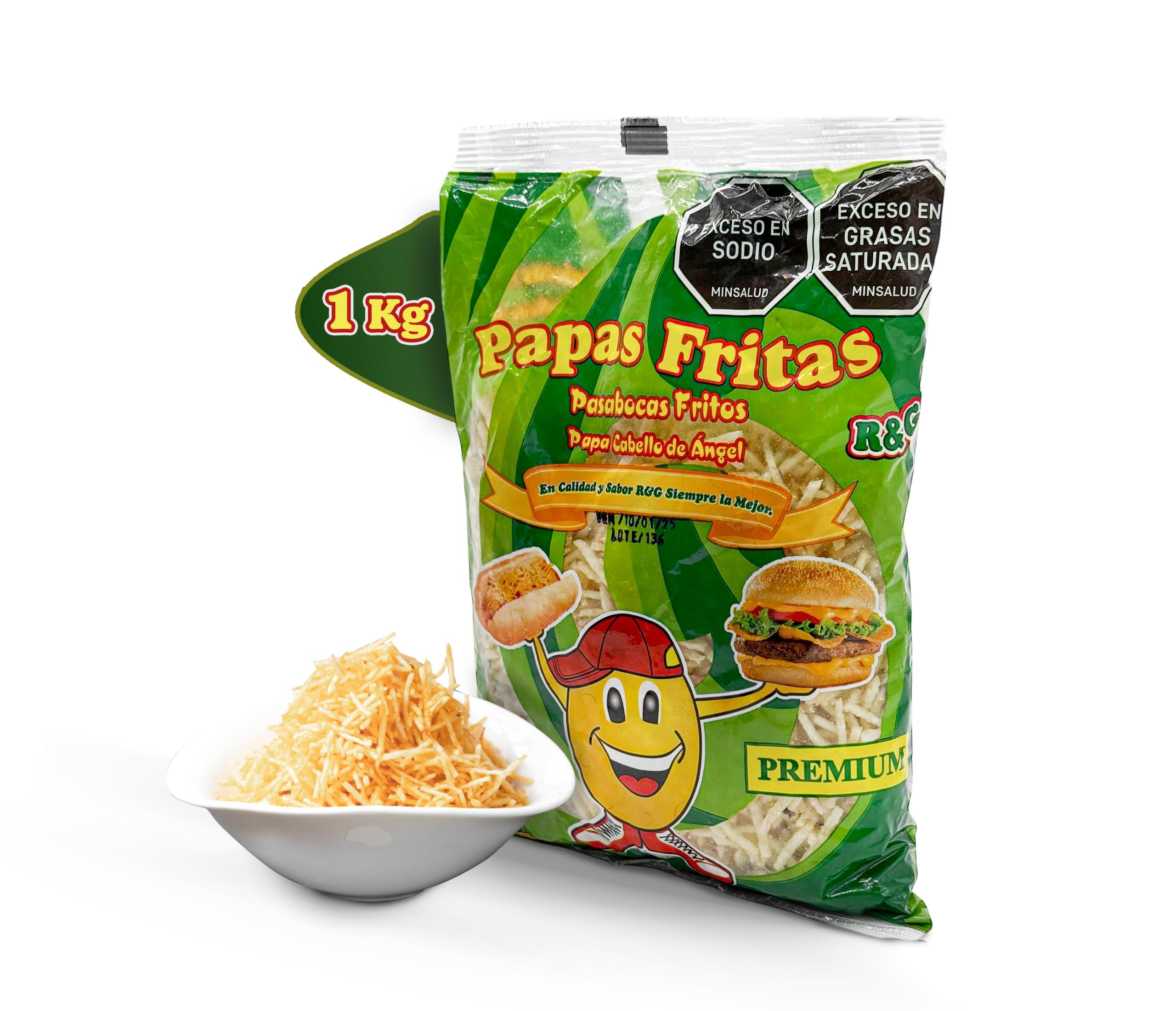R&G Angel Hair Potato Chips - Crunchy Snack with Premium Flavor - 1 Kg Party Size Chips Bag - Meals & Prepared Foods. Potato Sticks, Shoestring Potatoes sticks, Crunchy snack for Hotdog - palitos de patatas – fosforito de papa – papa chongo- cabello de ángel - para hotdog