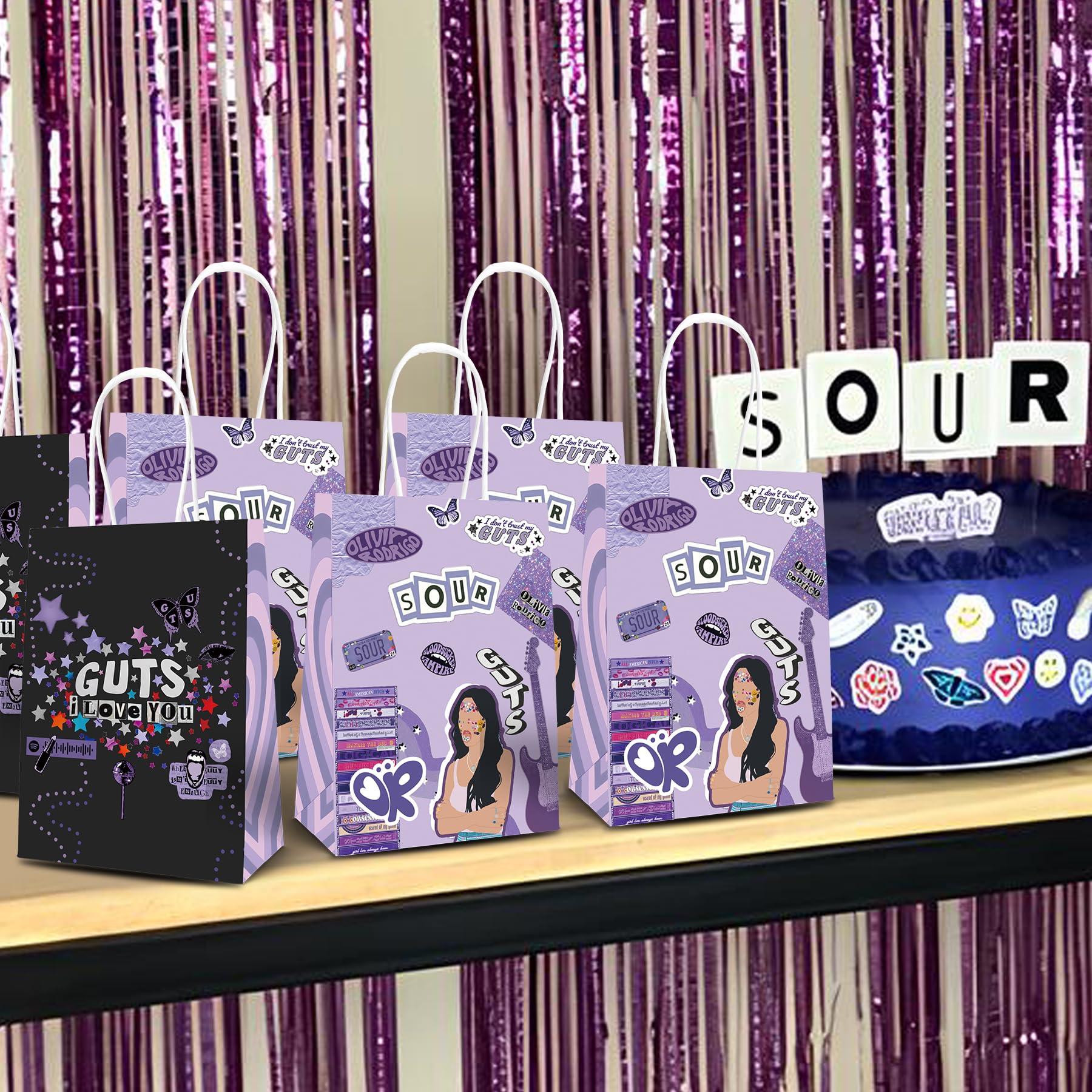 HOMEZZO 16 Pcs Purple Gift Bags, Purple Goodie Treat Bags Butterfly Party Favor Bags for Birthday Party Music Fans Gathering Purple Themed Party - Image 7