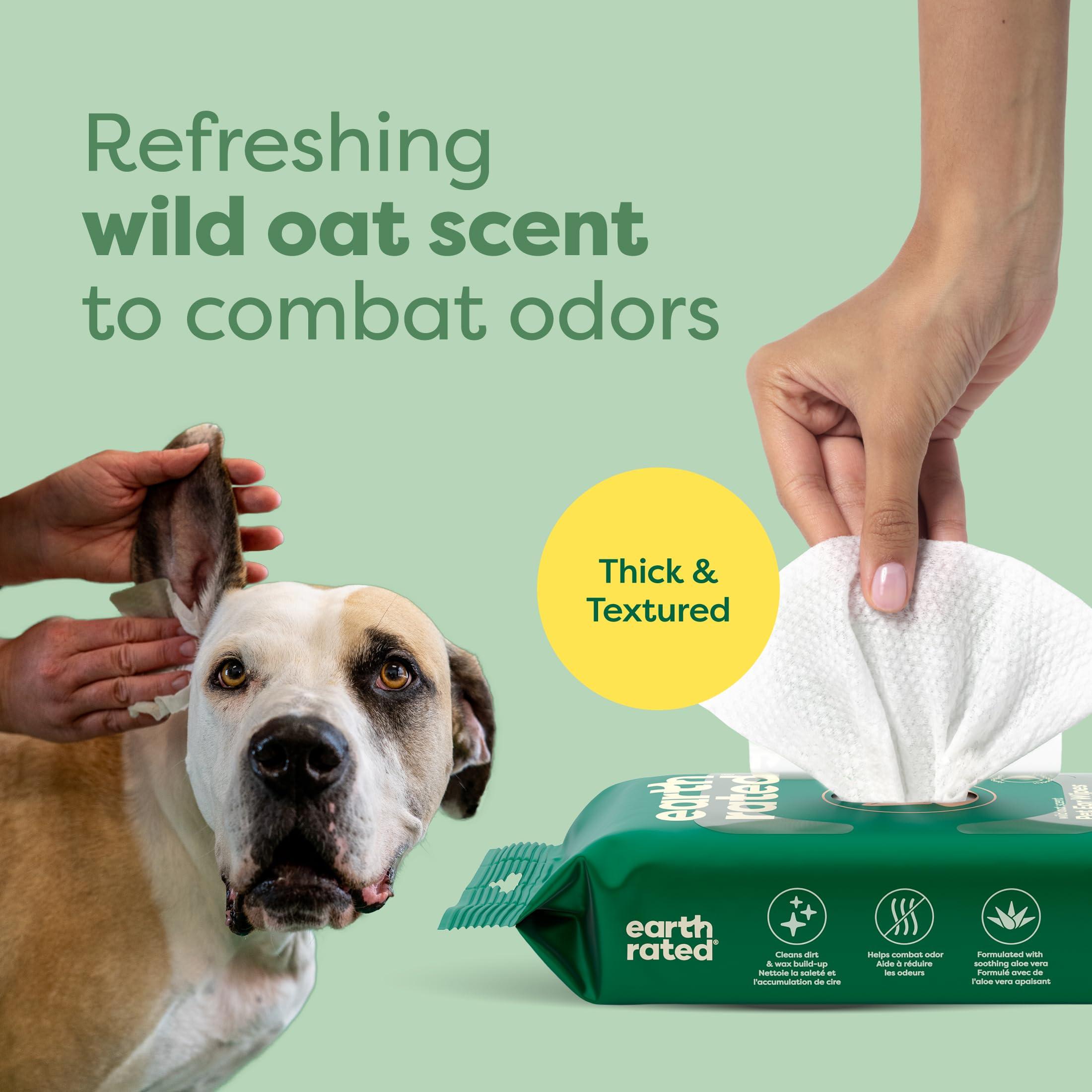 Earth Rated Vet-Developed Pet Ear Wipes, Hypoallergenic Cleaner for Dogs & Cats Ears to Remove Dirt and Wax Build Up, Wild Oat Scent, 70 Count - Image 5