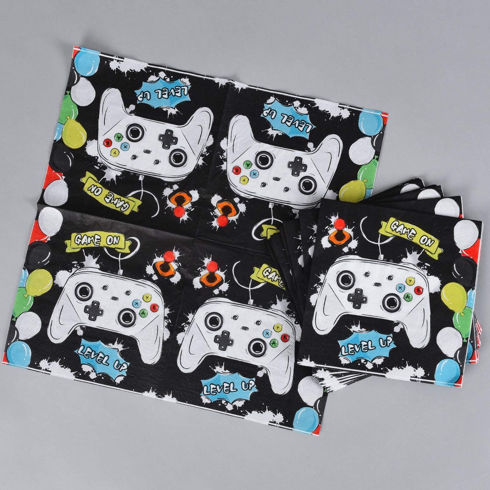 WERNNSAI Video Game Party Supplies - 48 PCS Watercolor Gaming Party Plates and Napkins Disposable Game Lovers Paper Plates Napkins for Boys Gamer Birthday Dinner Dessert Decorations Serves 16 Guests - Image 5