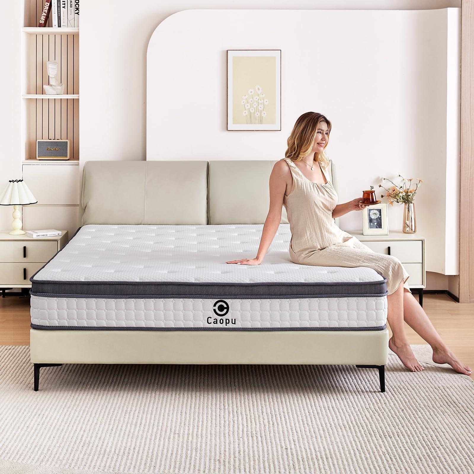 Caopu King Size Mattress, 12 inch Hybrid Mattress in a Box, Medium Firm, Pressure Relief & Motion Isolation, Gel Memory Foam Pocket Springs, CertiPUR US Certified, 365 Nights Trial - Image 6