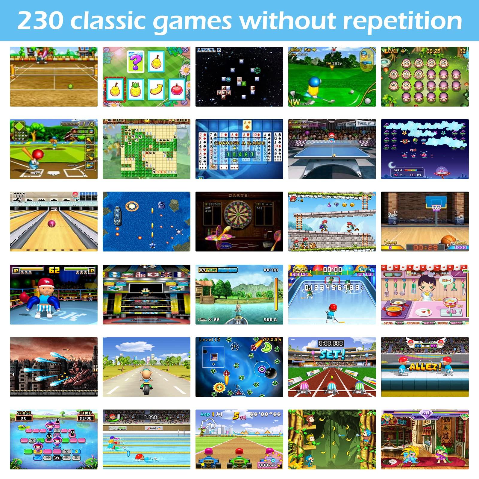 TaddToy 16 Bit Handheld Game for Kids Adults, 3.0'' Large Screen Preloaded 230 HD Classic Retro Video Games with USB Rechargeable Battery & 3 Game Cartridges for Birthday Gift for Kids 4-12 (Blue) - Image 4
