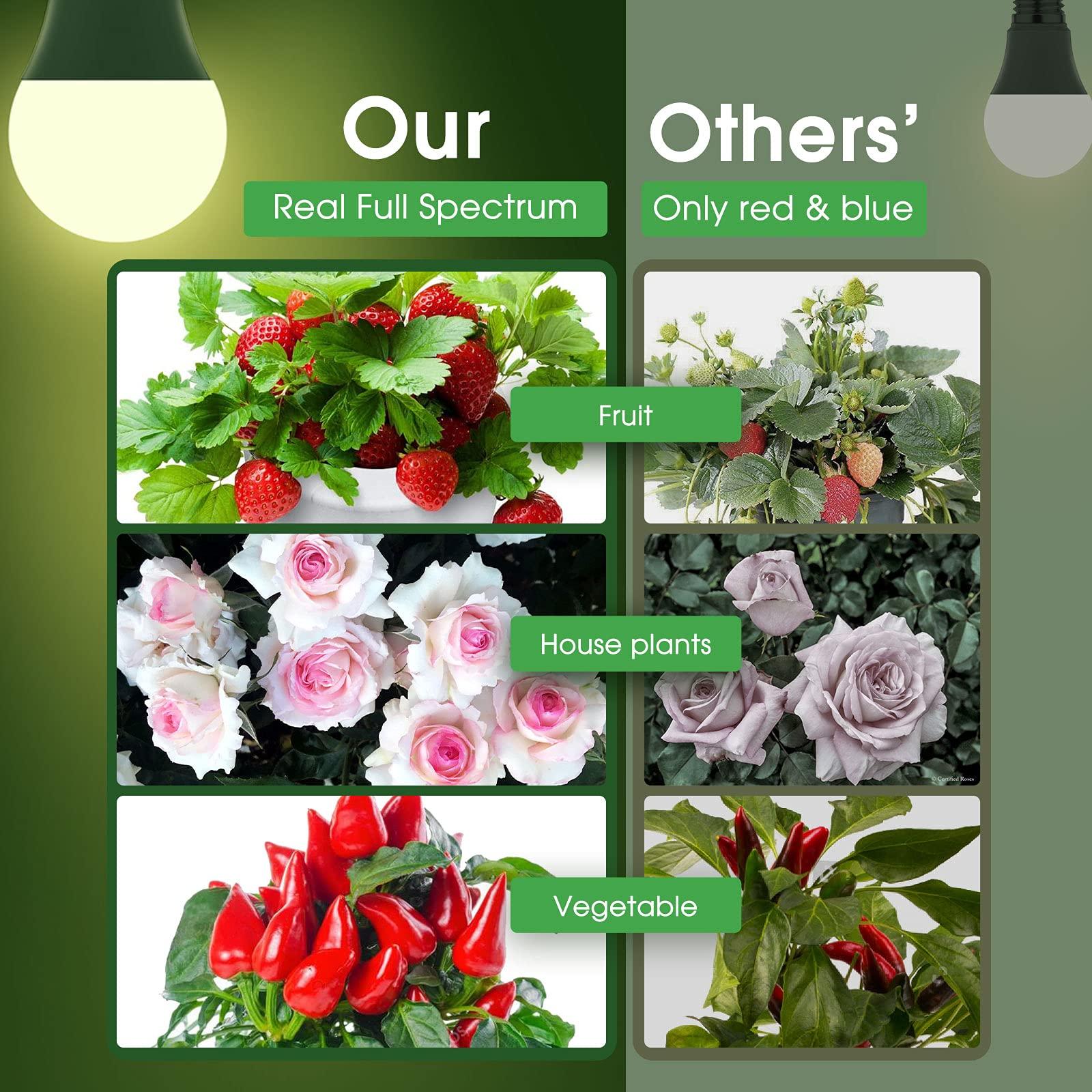 Grow Light Bulbs, Briignite LED Grow Light Bulb A19 Bulb, Full Spectrum Grow Light Bulb, Plant Light Bulbs E26 Base, 11W Grow Bulb 100W Equivalent, Grow Light for Indoor Plants, Seed Starting, 2Pack - Image 3