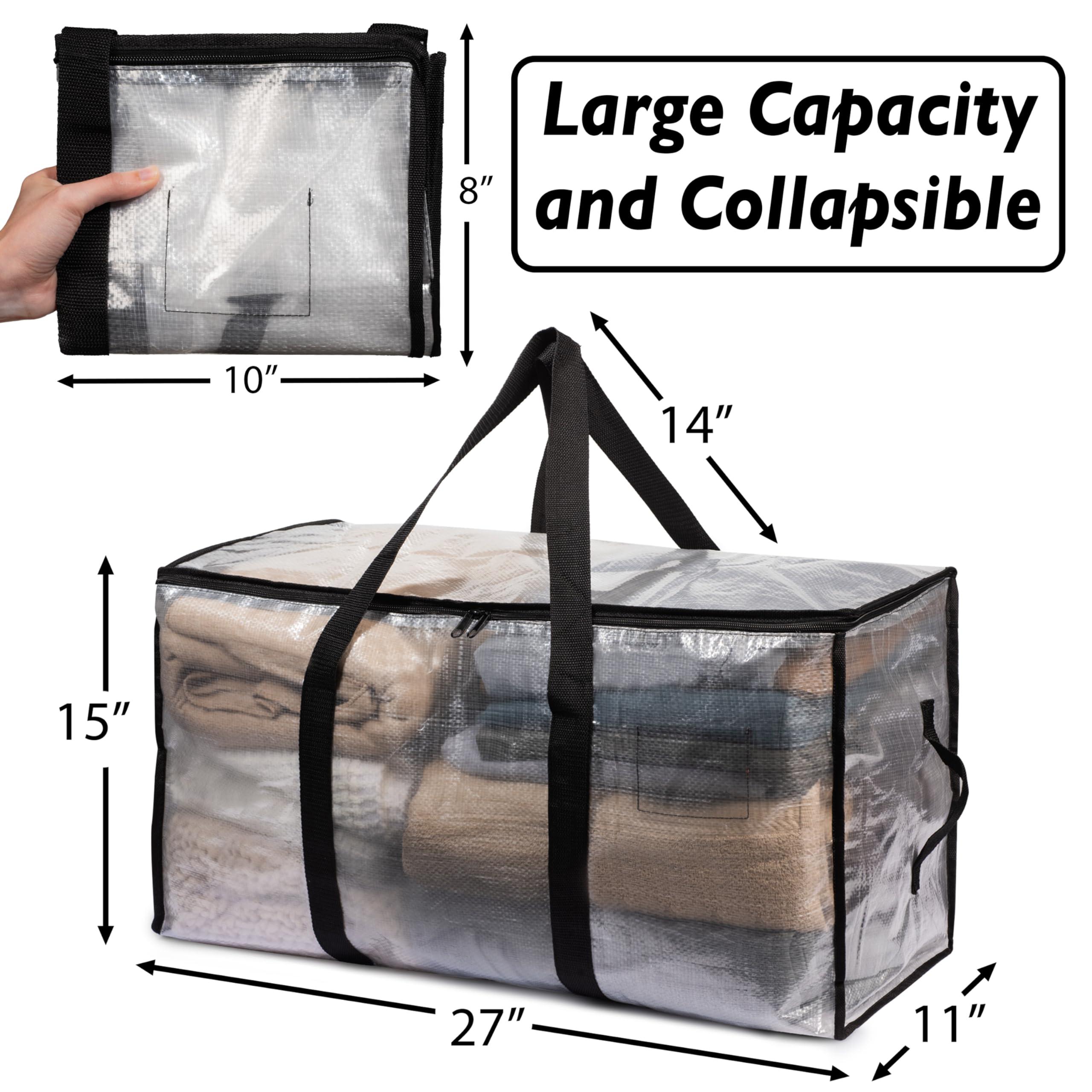 ClearSpace Oversized Moving Bags or Storage Bag – Large Moving Boxes with Backpack Straps, Zippers & Handles – Heavy-Duty Packing Bags for Moving, College Dorm, Christmas Decorations, 6 Pack - Image 3