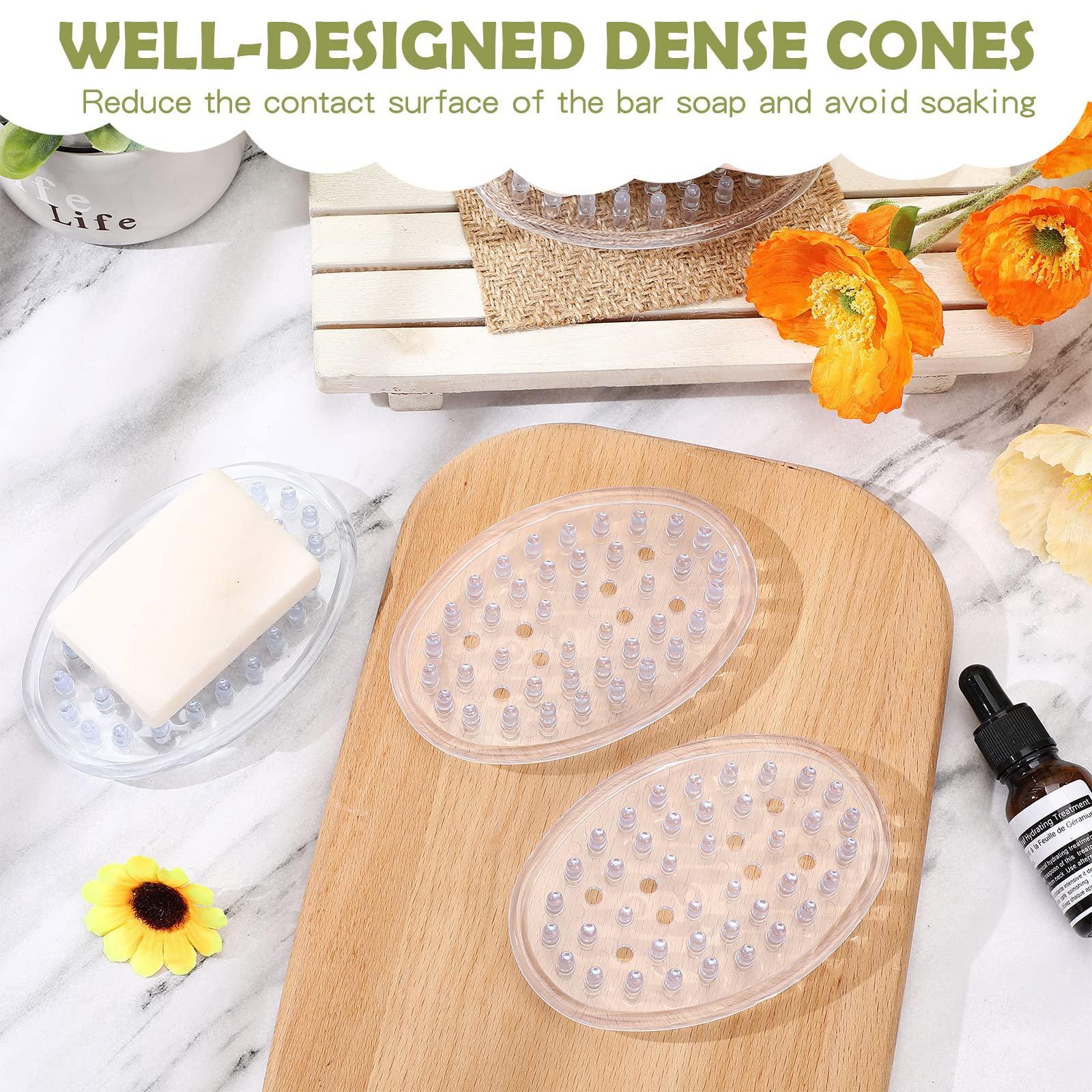 Maitys 10 Pcs Plastic Soap Dishes Non Slip Soap Saver Clear Bar Holder Tray with Holes for Shower Bathroom Kitchen Toilet Sink Counter Bath Tub Sponge 4.5 x 3 x 0.7 Inches - Image 7