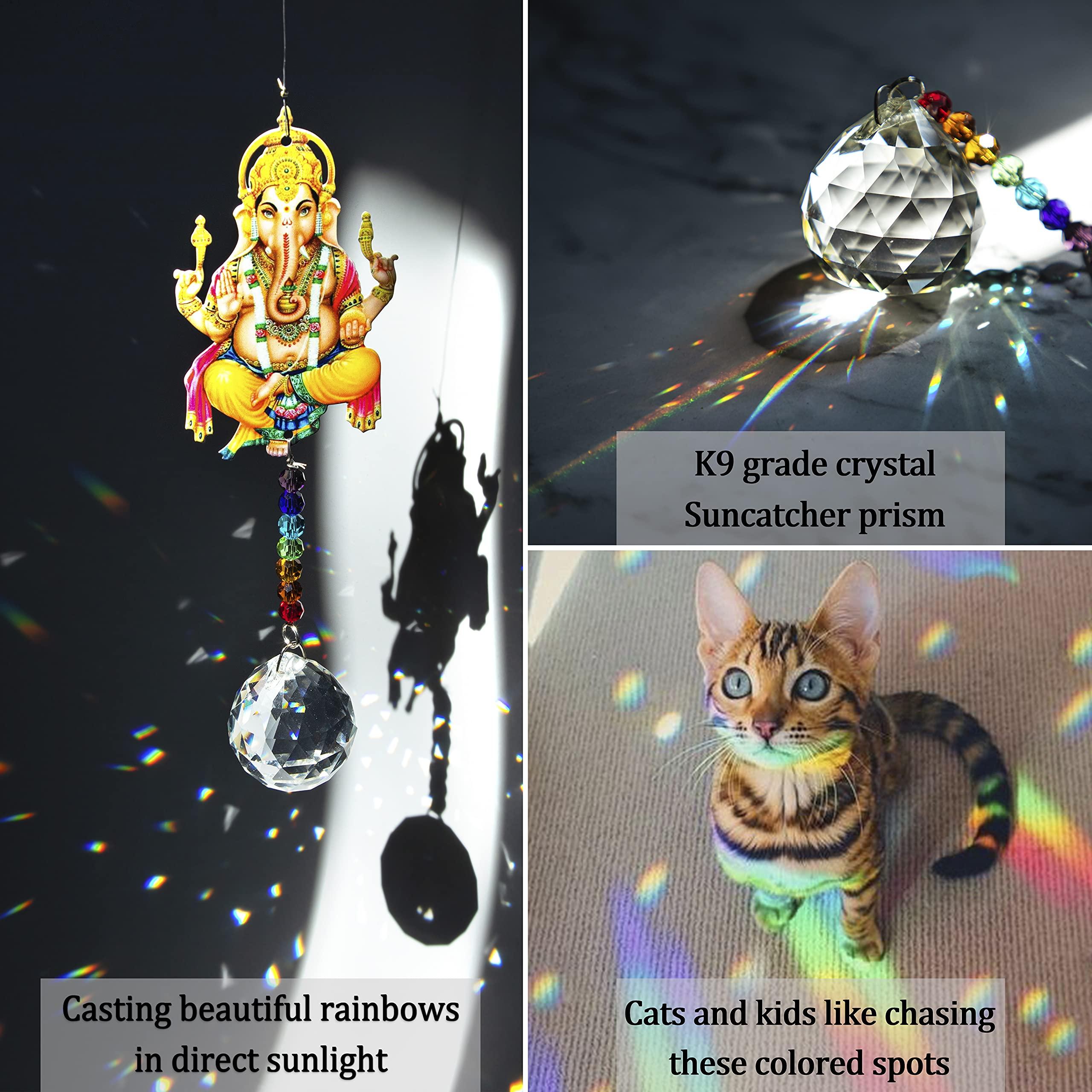 Elephant God Prism Suncatcher Hindu Ganesha Protection Charm Decor Window Garden Wall Hanging Crystal Pendant - Image 4