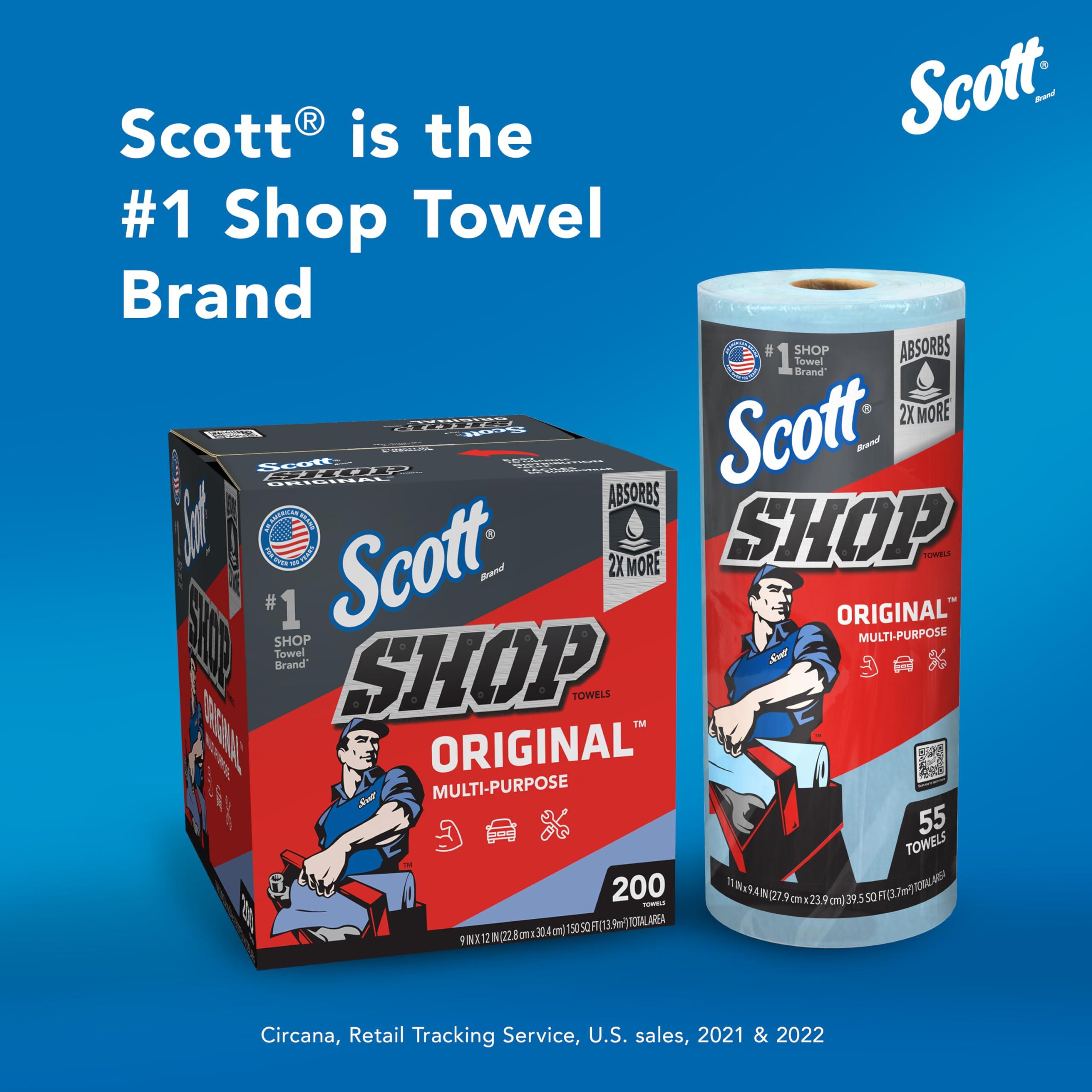 Scott Shop Towels Original, Big Rolls, 4 Packs of 6 Rolls, 11"x9.4" Blue Sheets, 24 Rolls/Case, 1,440 Towels/Case - Image 3