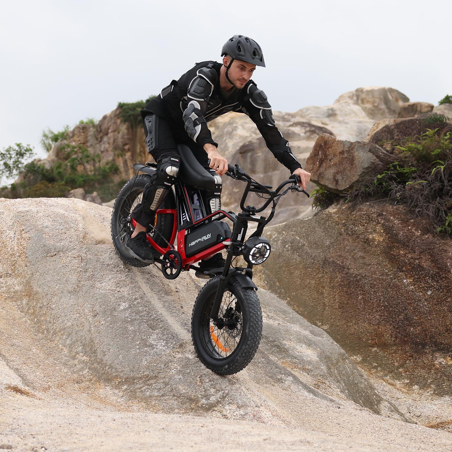 HAPPYRUN 2000W Electric Bike for Adults, 48V 25Ah Removable Battery, Up to 35MPH and 75+ Miles Range, 7-Speed Transmission, 20" Fat Tires Ebike, 3-Pedal-Assist Levels (G50Pro) - Image 8