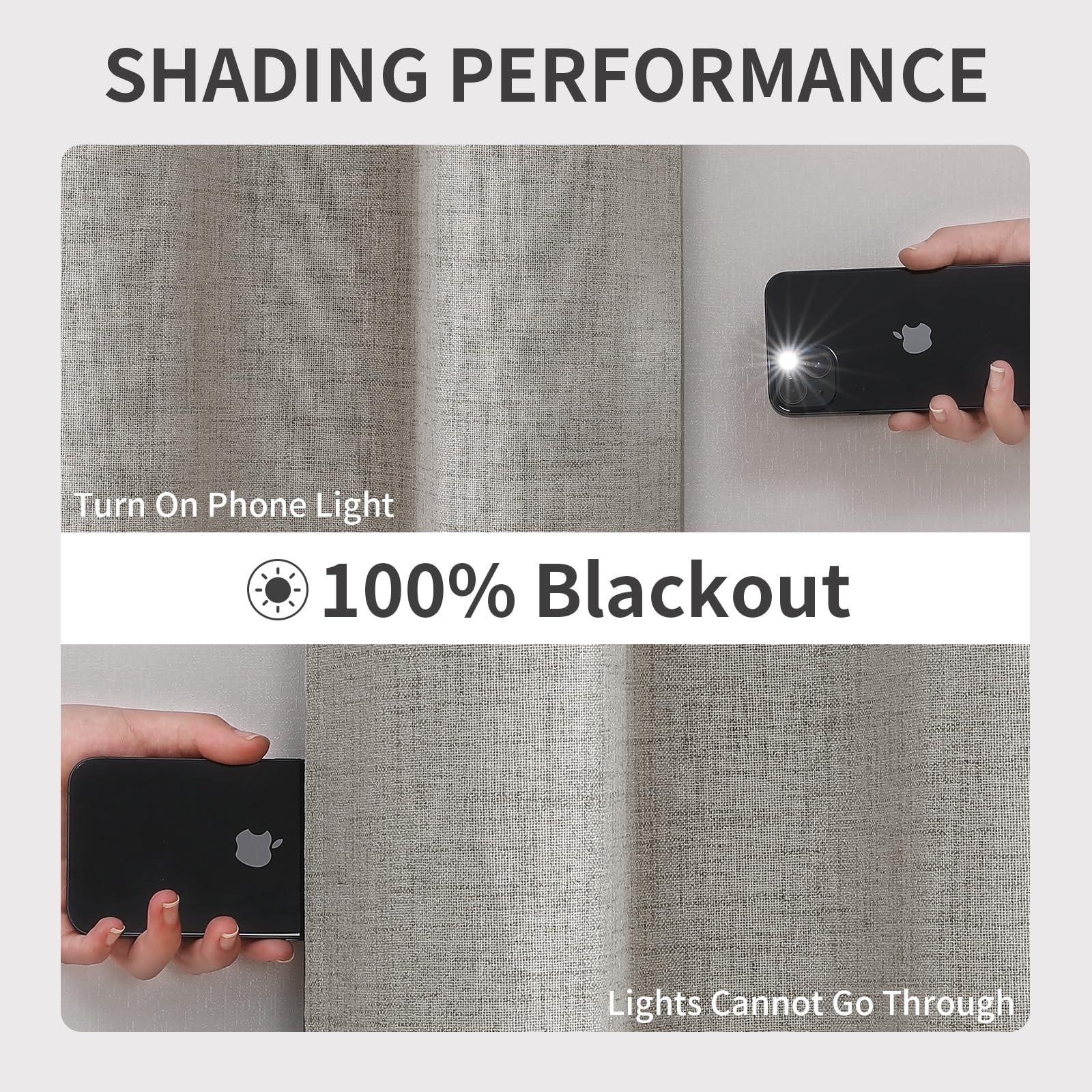 Joydeco 100% Blackout Curtains 63 Inch Length, Living Room Curtains 2 Panels Set, Room Darkening Curtains w/Grommets, Textured Thermal Drapes, Greyish White Blackout Curtains for Bedroom (42x63inch) - Image 6