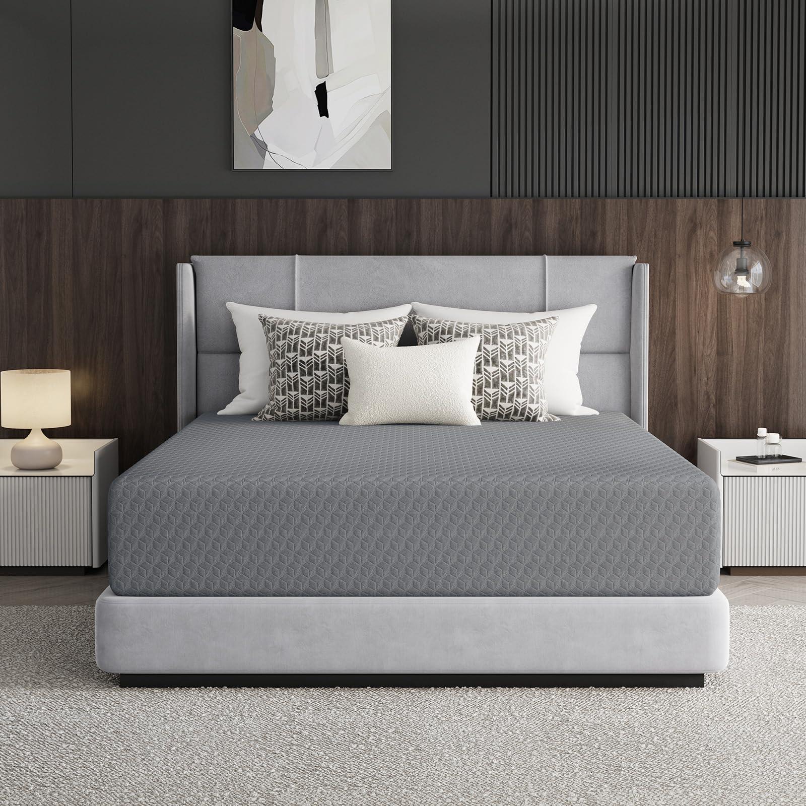 Novilla 14 inch King Size Mattress, Cooling Memory Foam Mattress King with Enhanced Airflow, Pressure Relief & Durable Support, CertiPUR-US Certified Mattresses in a Box with Breathable Fabric