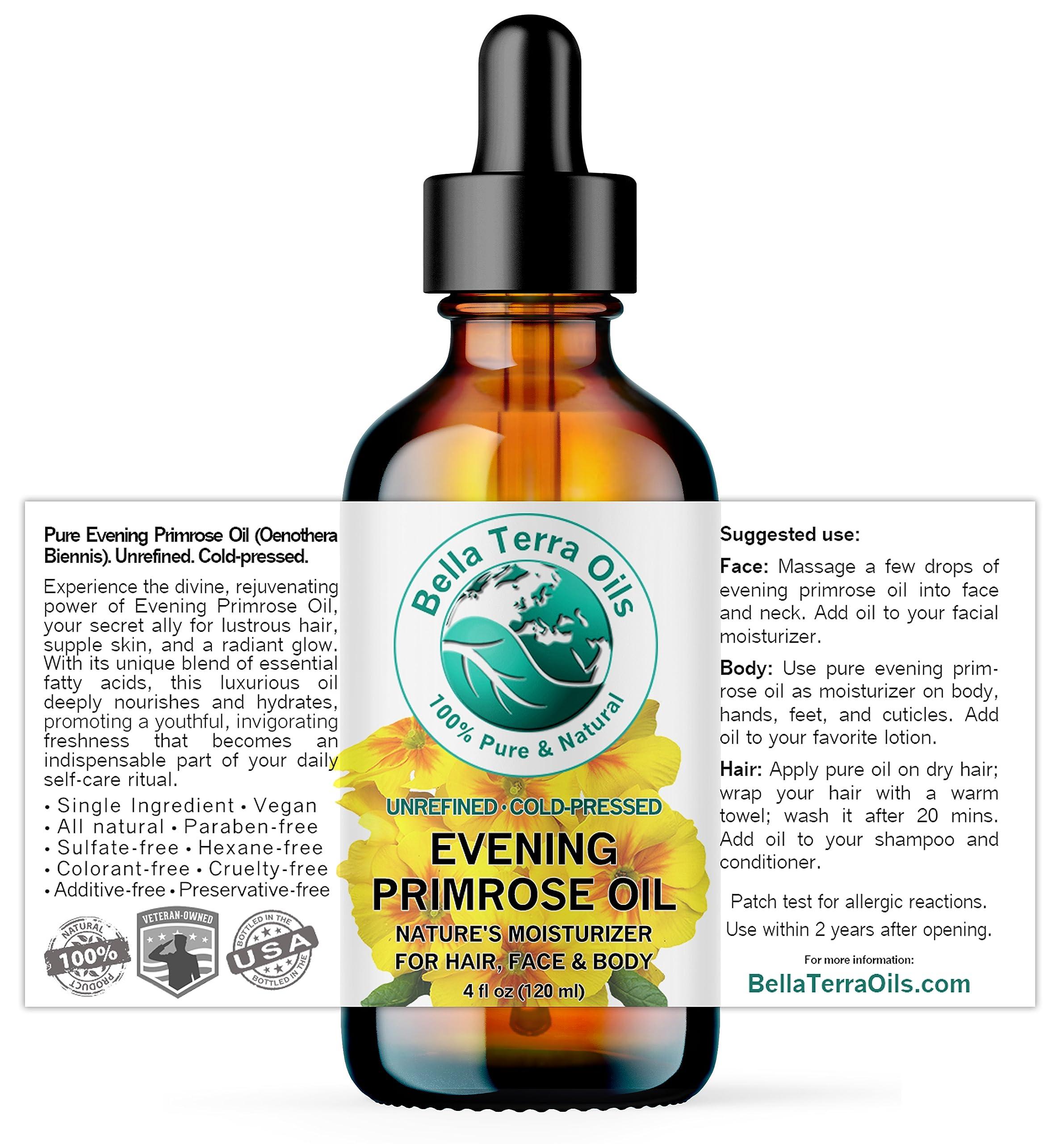 Bella Terra Oils - Organic Evening Primrose Oil 4 oz - Dive into Pure Primrose Essence, Abundant in Fatty Acids, A Luxurious Blend for a Radiant Glow - Image 2