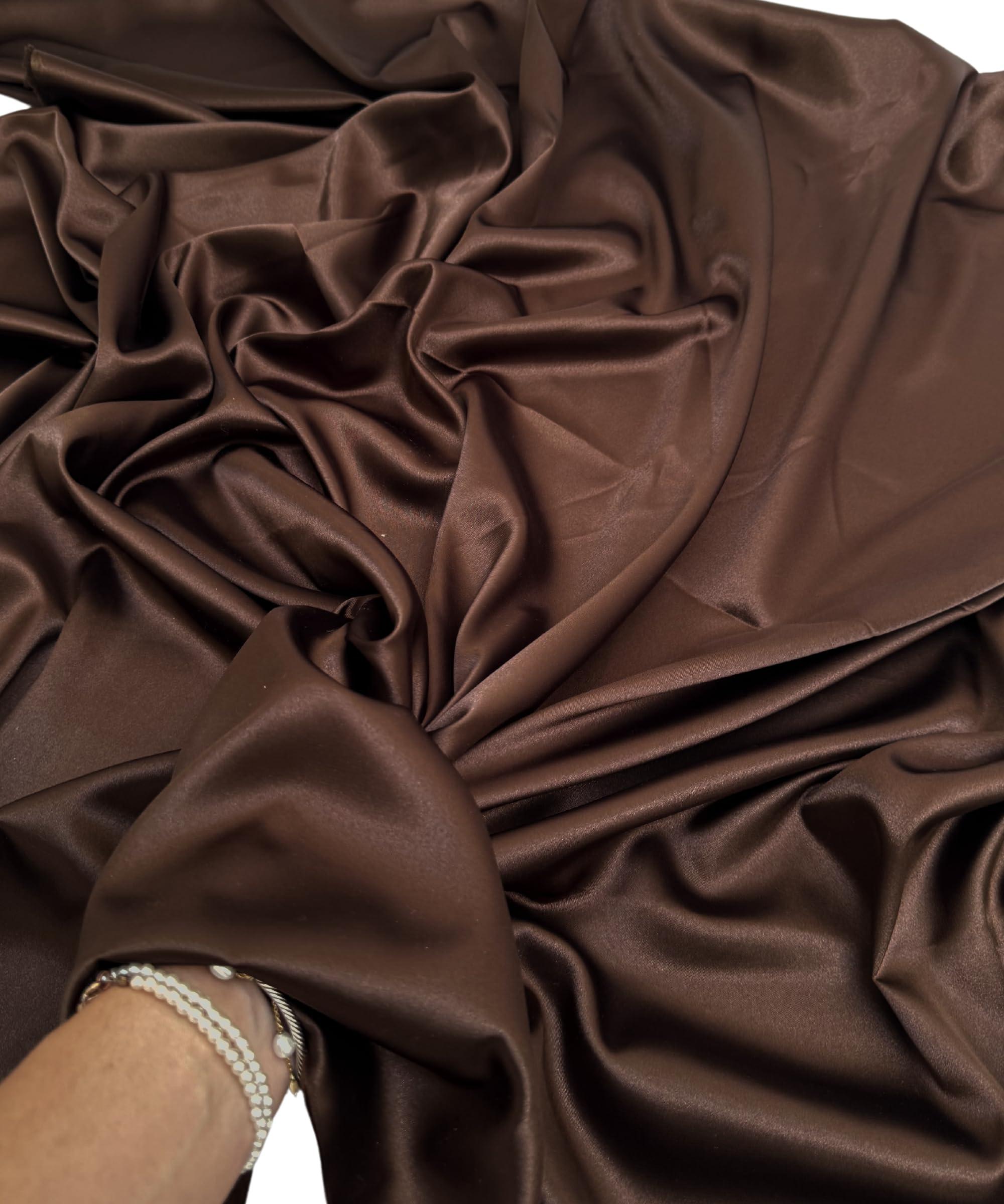 Stretch Satin Fabric by The Yard - 60” Wide, Premium Quality Silky Satin Charmeuse Fabric for Bridal Gowns, Wedding Dedor, Lingerie, Sewing (Brown, 1 Yard) - Image 7