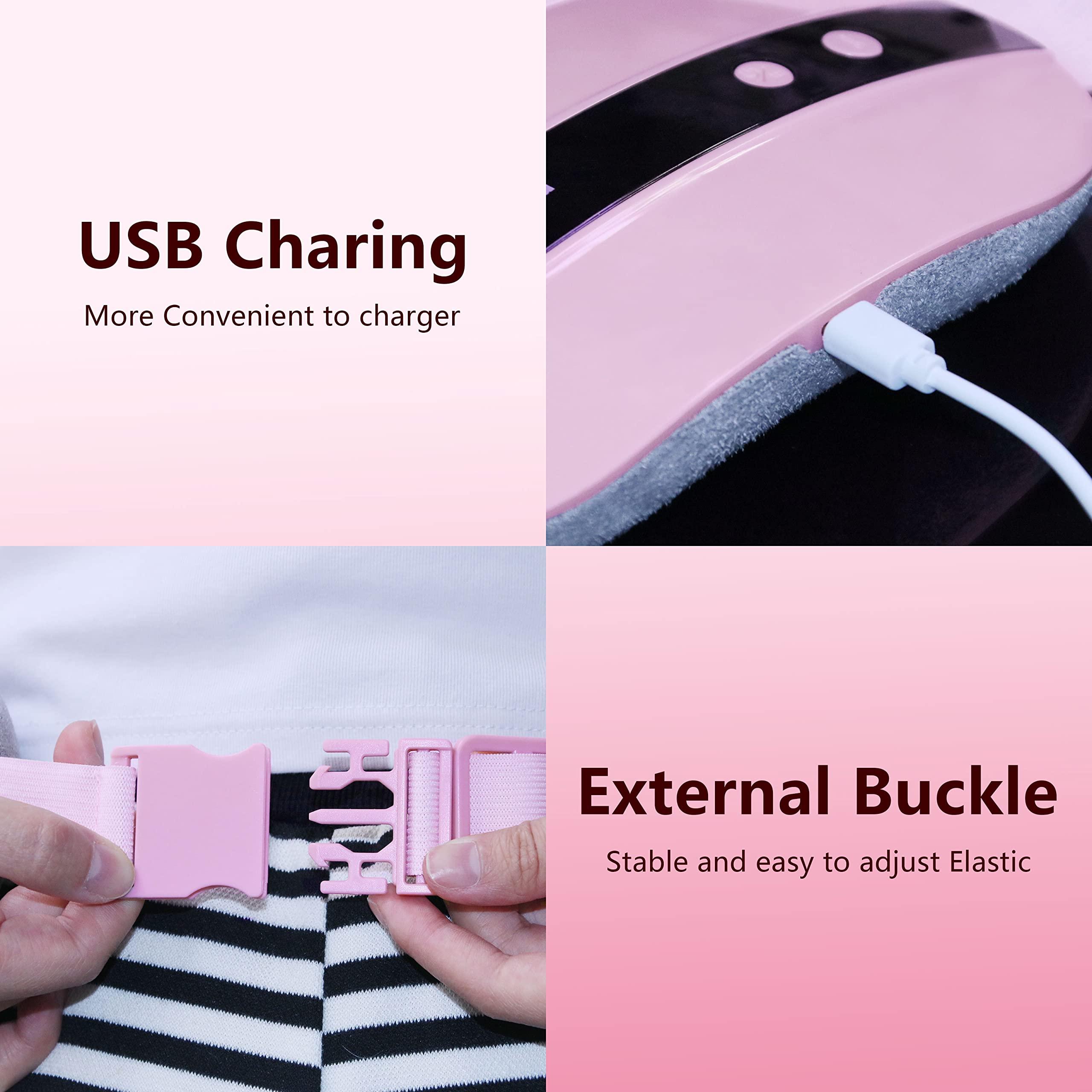 Portable Cordless Heating Pad, Heating Pad for Back Pain with 3 Heat Levels & 3 Vibration Massage Modes, Portable Electric Fast Heating Belly Wrap Belt for Women and Girl(Pink) - Image 7