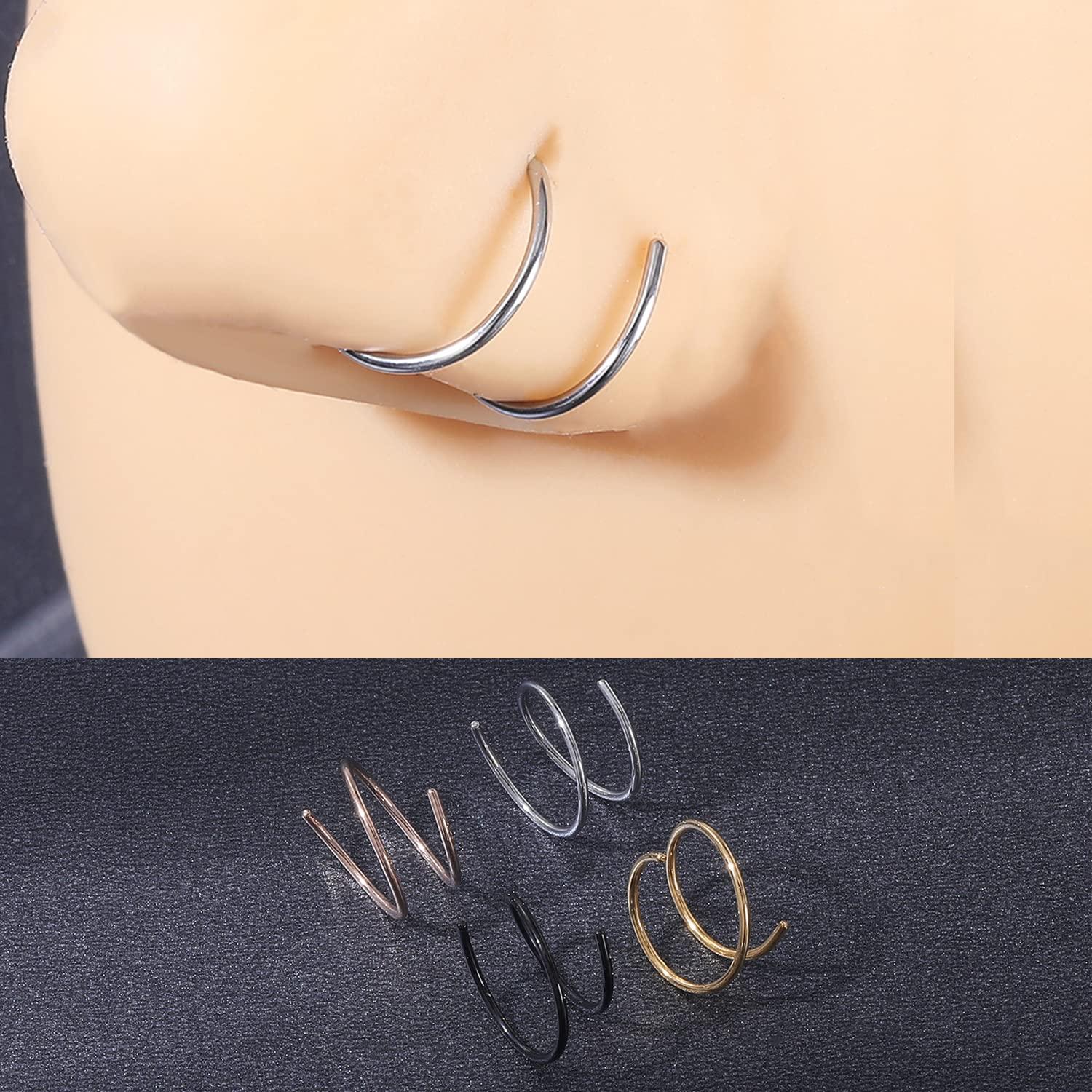 FECTAS Nose Rings Hoops Surgical Steel 18g 20g Gauge 6mm 8mm 10mm 12mm Earrings Piercing Hoops Jewelry for Men Women - Image 4