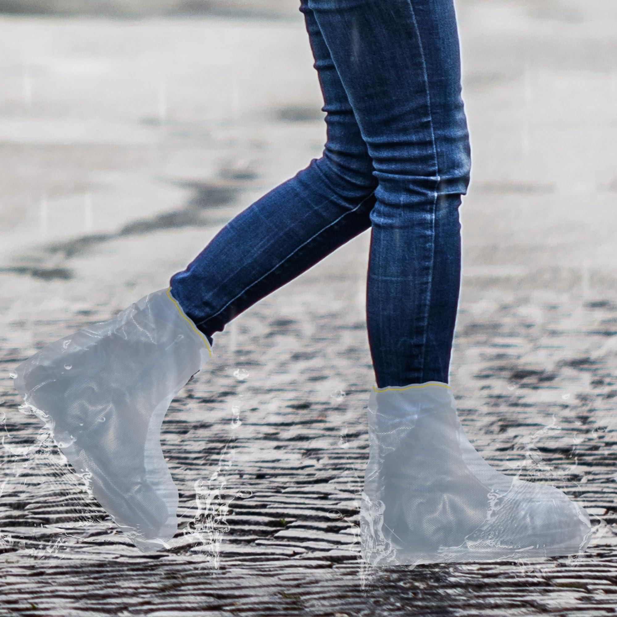 20Pcs Shoe Covers for Rain Disposable - Waterproof Plastic Clear Heavy Duty Shoe Covers for Men and Women - Image 2