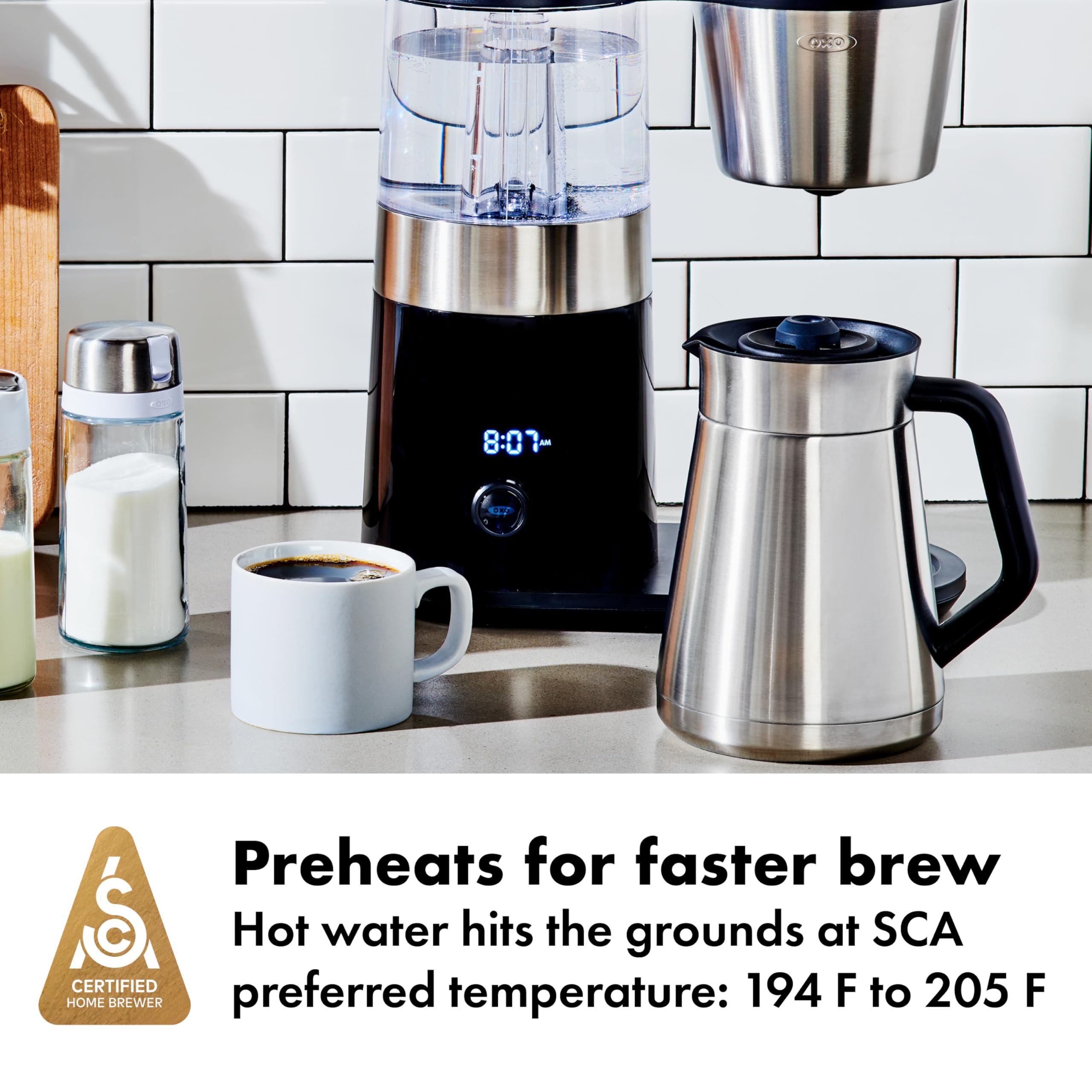 OXO Brew 9 Cup Stainless Steel Coffee Maker,Silver, Black - Image 3
