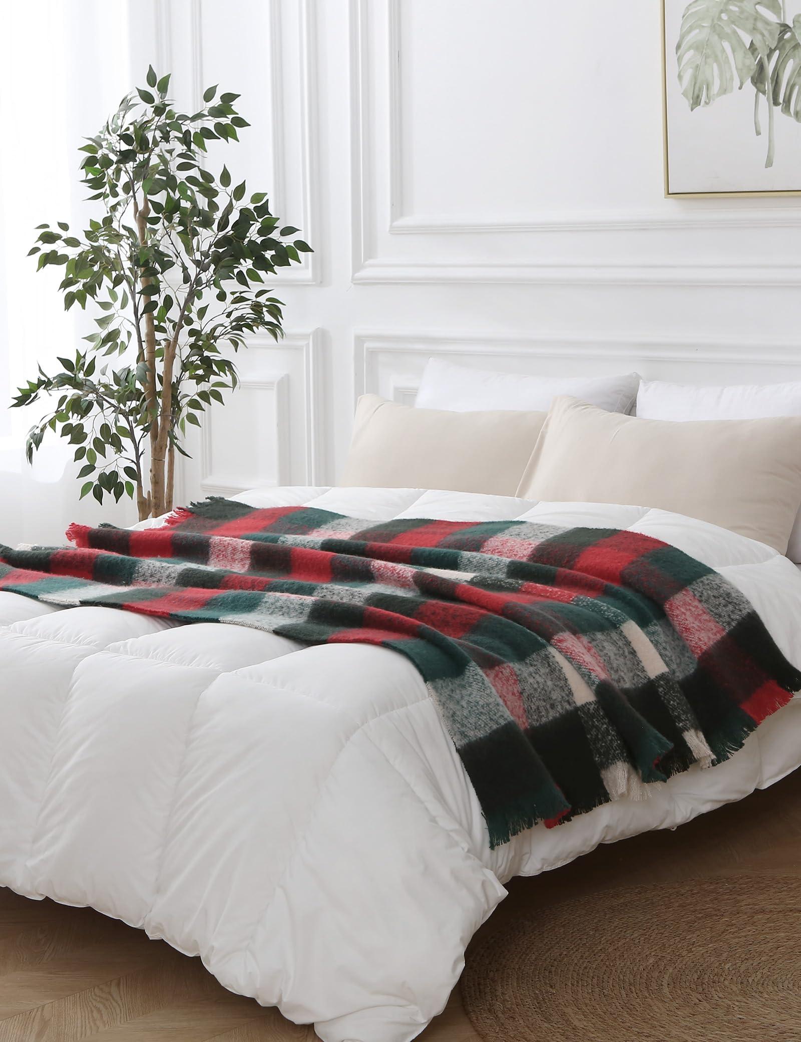 ZonLi Christmas Plaid Throw Blanket, 50" x 60" Decorative Blankets, Decorative Vintage Blankets with Tassel for Couch, Bed, Sofa, Chair, Outdoor, Cozy Warm Lightweight Farmhouse Blankets - Image 6